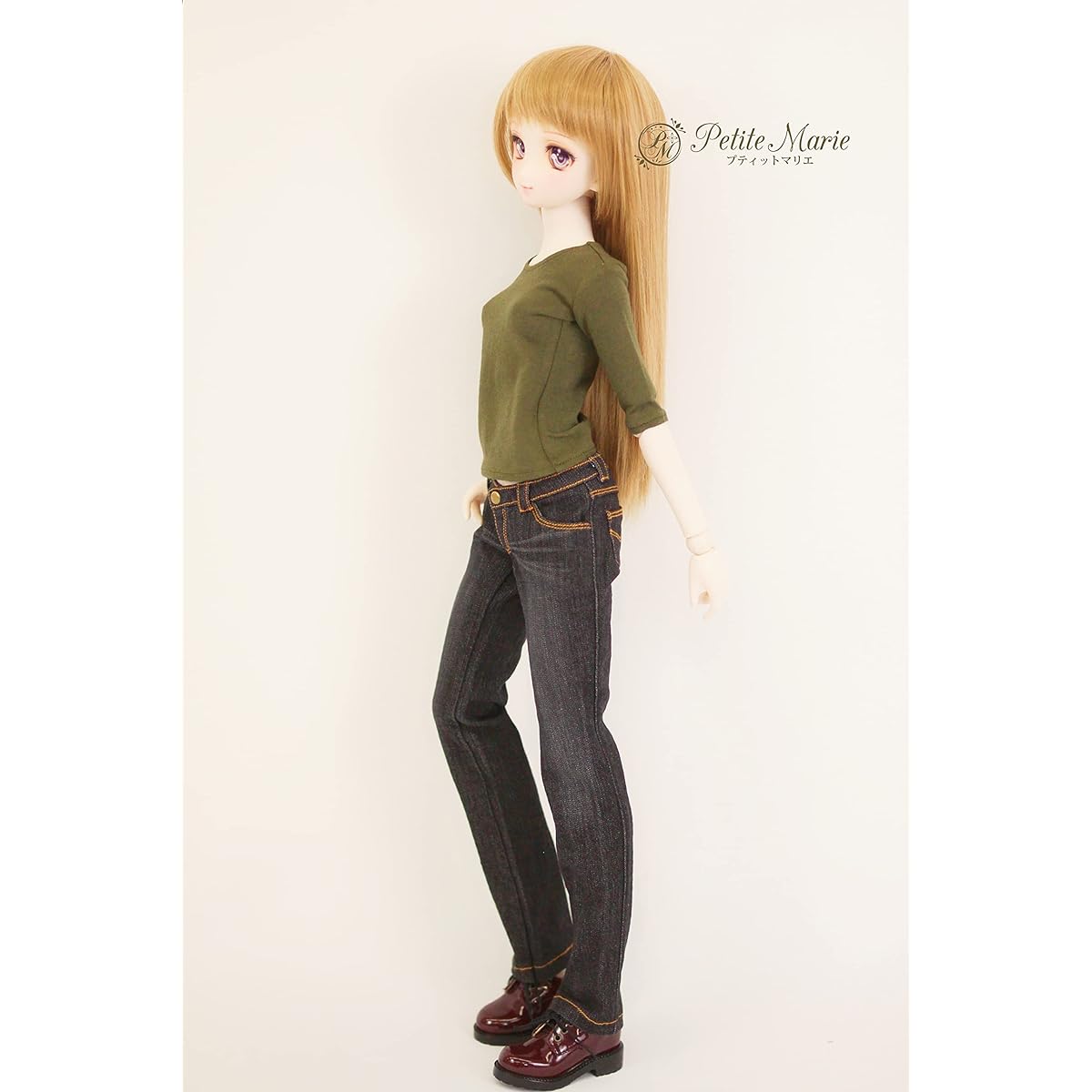 [Petite Marie] 1/3 DDS compatible Okayama processed straight jeans black KOJIMA processed jeans processing low rise stretch denim vintage processing standard 60cm doll BJD doll clothes [Petite Marie] [No.0130]