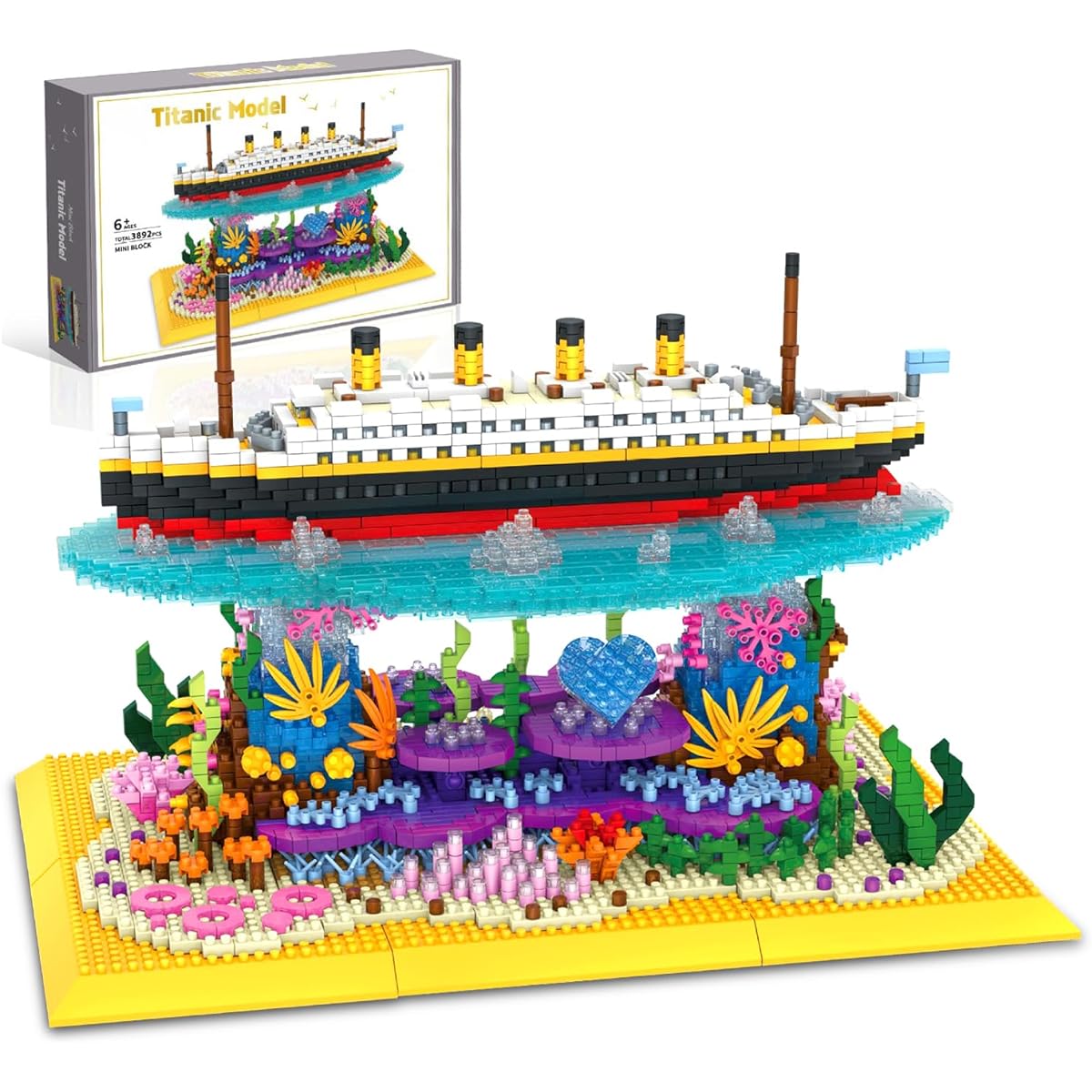 flycites Titanic Ship Micro Mini Building Blocks Set 3892 Pieces 3D Titanic Collection Display Model Set Boat Brick Kit DIY Blocks Toy Gift for Kids and Adults