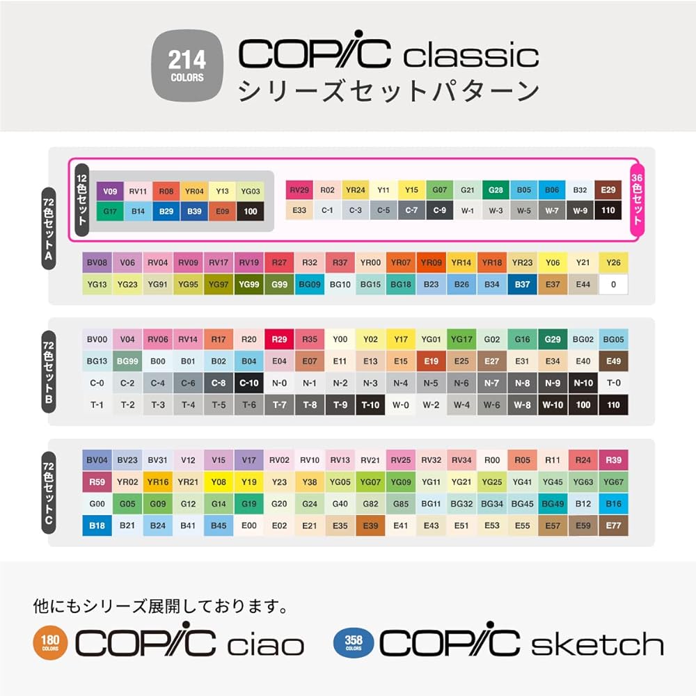 COPIC Too Classic 36 Color Set
