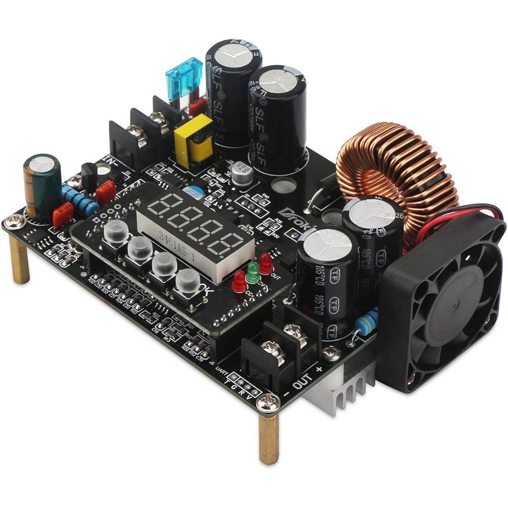 DROK Step-Down Transformer DC-DC Step-Down Converter 10-65V~0-60V 12A 720W Maximum Input 15A Input Fused Digital Control Voltage Regulator Voltage Current Capacity Time Meter Power Supply Module Constant Voltage/Current