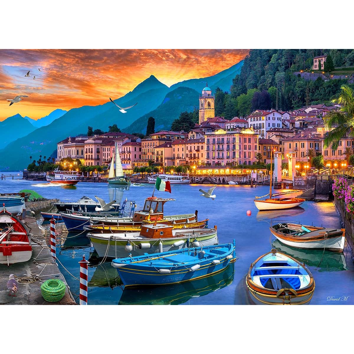 Vermont Christmas Company Lake Como Port Jigsaw Puzzle 1000 Piece