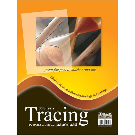 BAZIC Tracing Paper Pad 30 Sheets 9" x 12" 48 Sheets