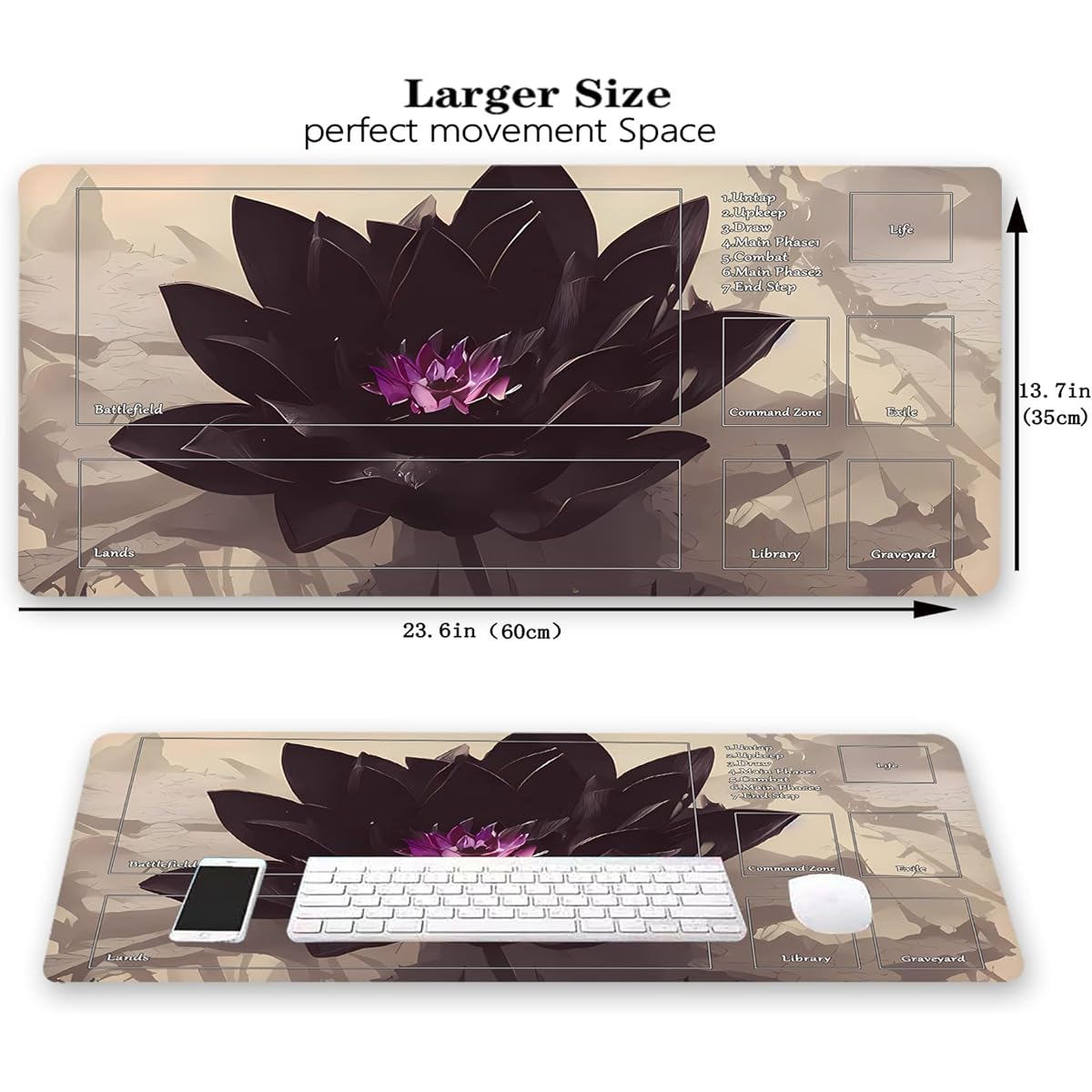 AI Painting TCG Playmat - MTG Trading Card Game Mat 24x14 Inch Premium MTG Playmat - The Perfect Companion for Intense Card Battles - Fantasy Dark Vampire Lotus-090