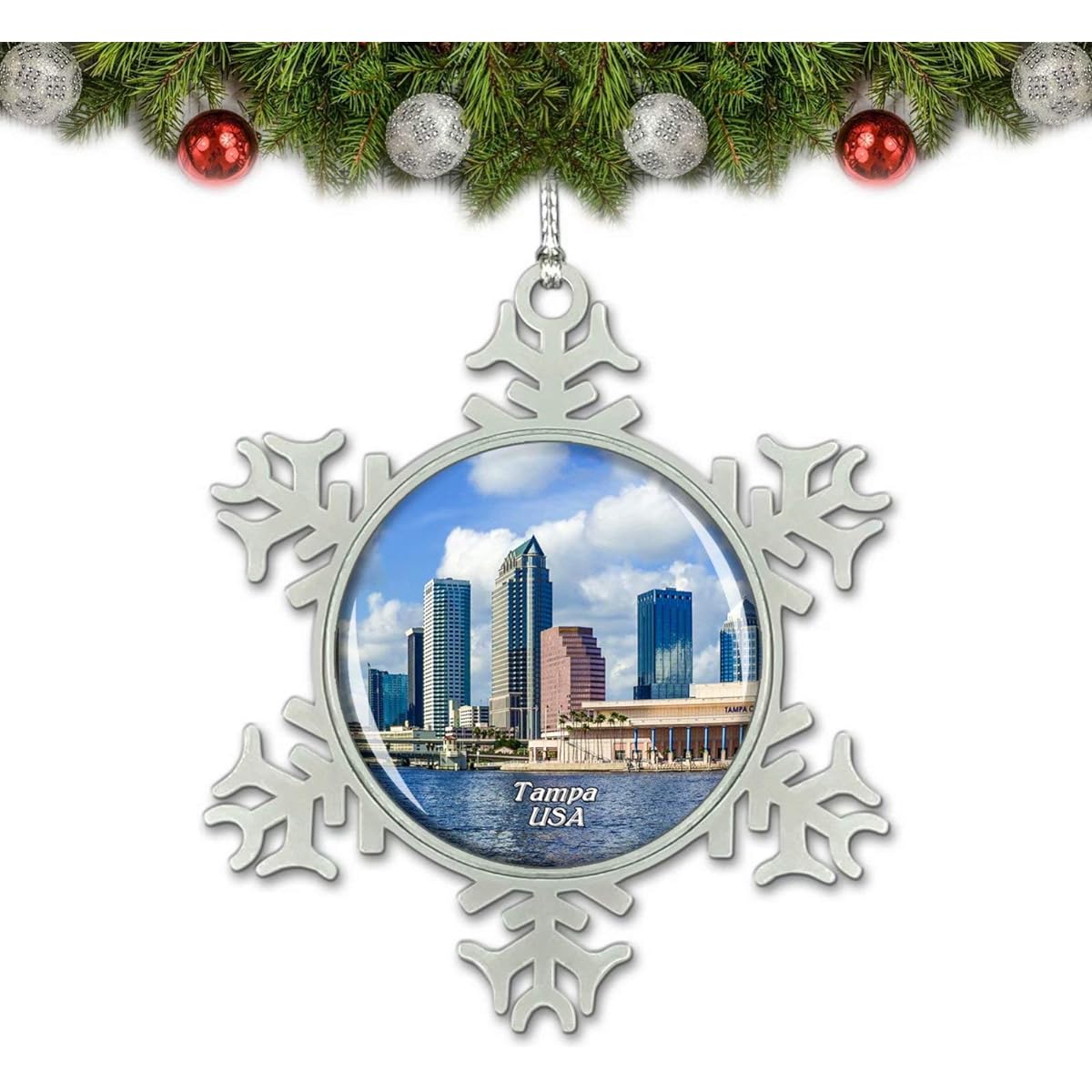 Umsufa USA Tampa Christmas Ornaments Tree Decoration Crystal Metal Souvenir Gift