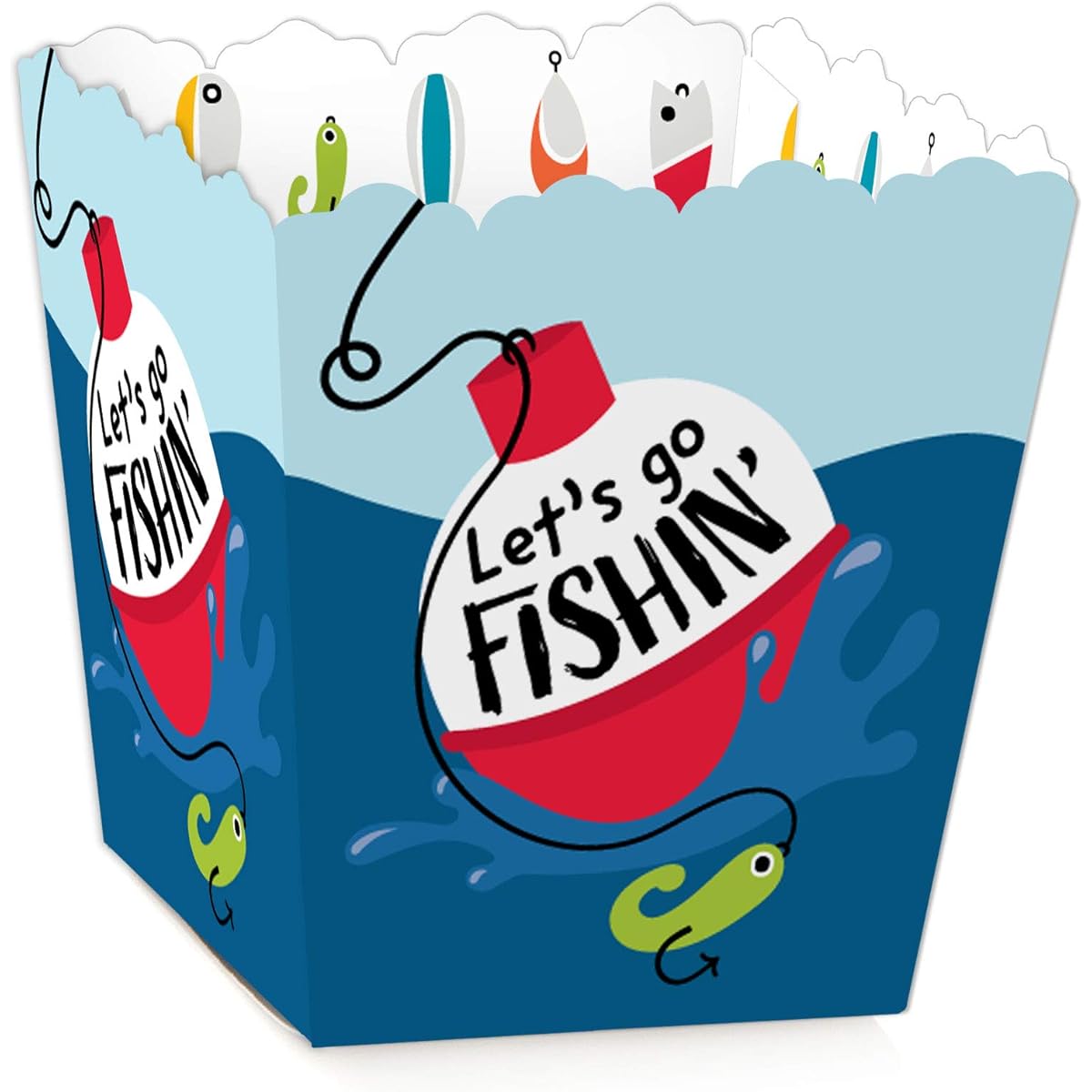 Big Dot of Happiness Let's Go Fishing - Party Mini Boxes - Fish Themed Birthday Party or Baby Shower Treat Boxes - Set of 12
