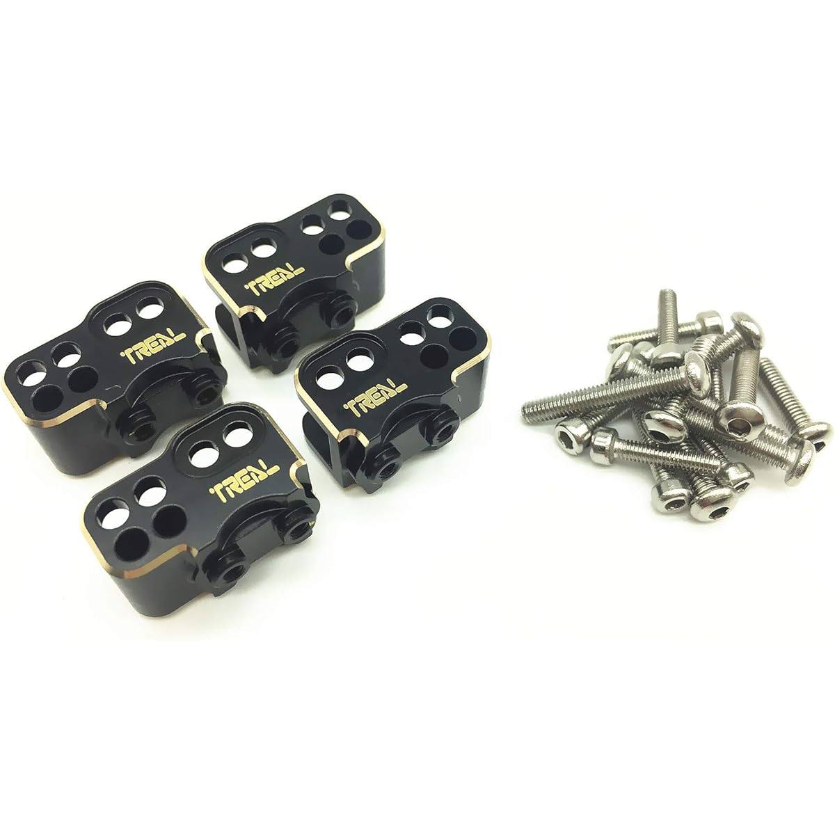Treal Brass Front and Rear Lower Shock Suspension Link Mounts 4p for SCX10 II Black T8034-0000-0034