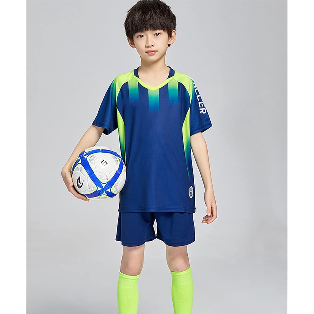 [M2C] Kids Soccer Wear Top and Bottom Set of 4, Soccer Uniform, Jersey Set, Sportswear, Summer, T-shirt, Short Pants, Short Sleeve, Athletic Clothes, White & Navy 120