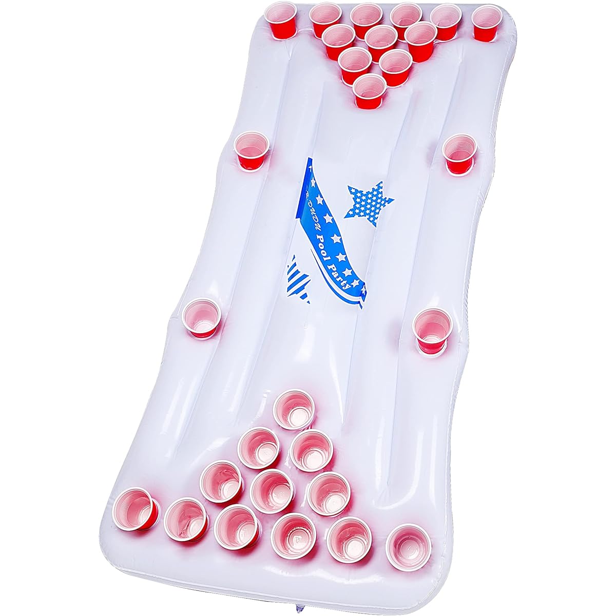 Triumpeek Inflatable Pool Game Table Float, 6ft Inflatable Floating Pool Game Raft Lounge, Fun Pool Party Game Table for Adults, Cups & Balls Not Included