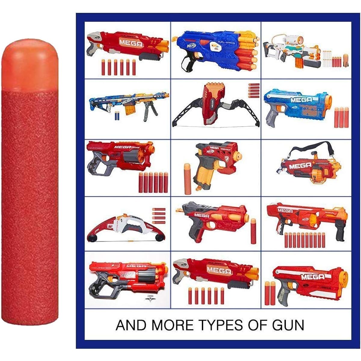 Toosci Mega Darts Refill Pack 60pcs 9.5cm Compatible with Nerf Mega Guns, Universal Mega Pack Refill Bullets, Premium Red Foam Darts for N-Strike Mega Series Blasters Toy Guns
