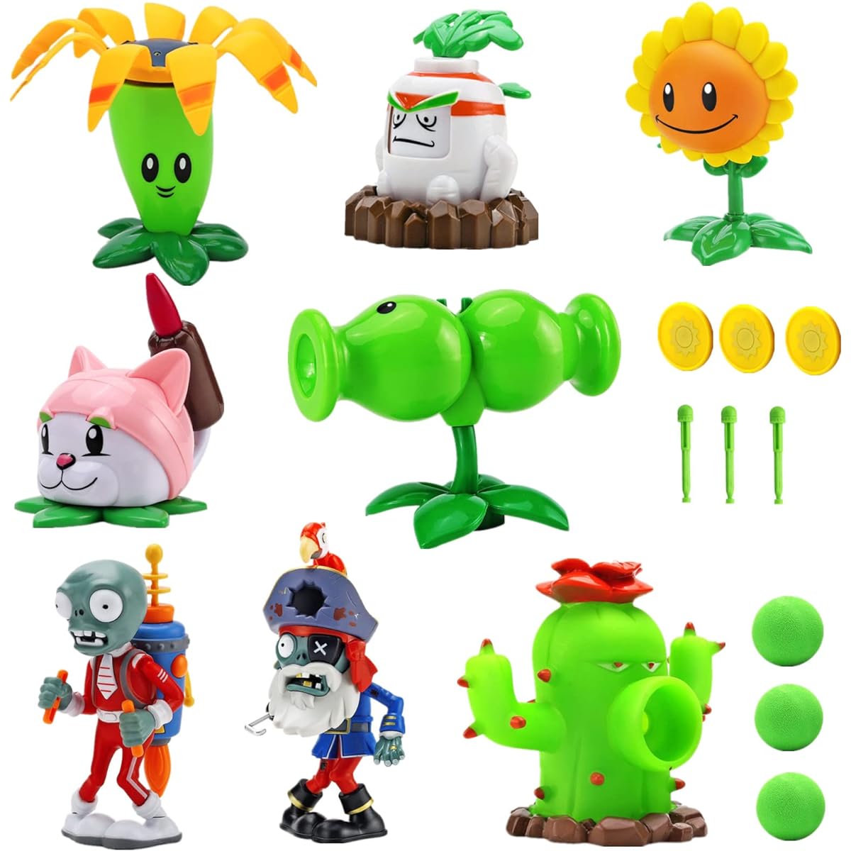 8 Pieces Plants VS Zombies Toys Action Figures PVZ Toy Set 1 2 Series Great Gift for Kids and Fans Birthday and Christmas Party