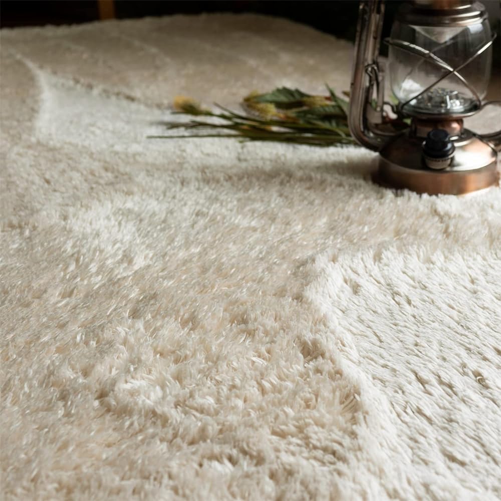 Sayan Sayan Washable Shaggy Rug Durée Non-Slip 190 x 240 3 Tatami Ivory