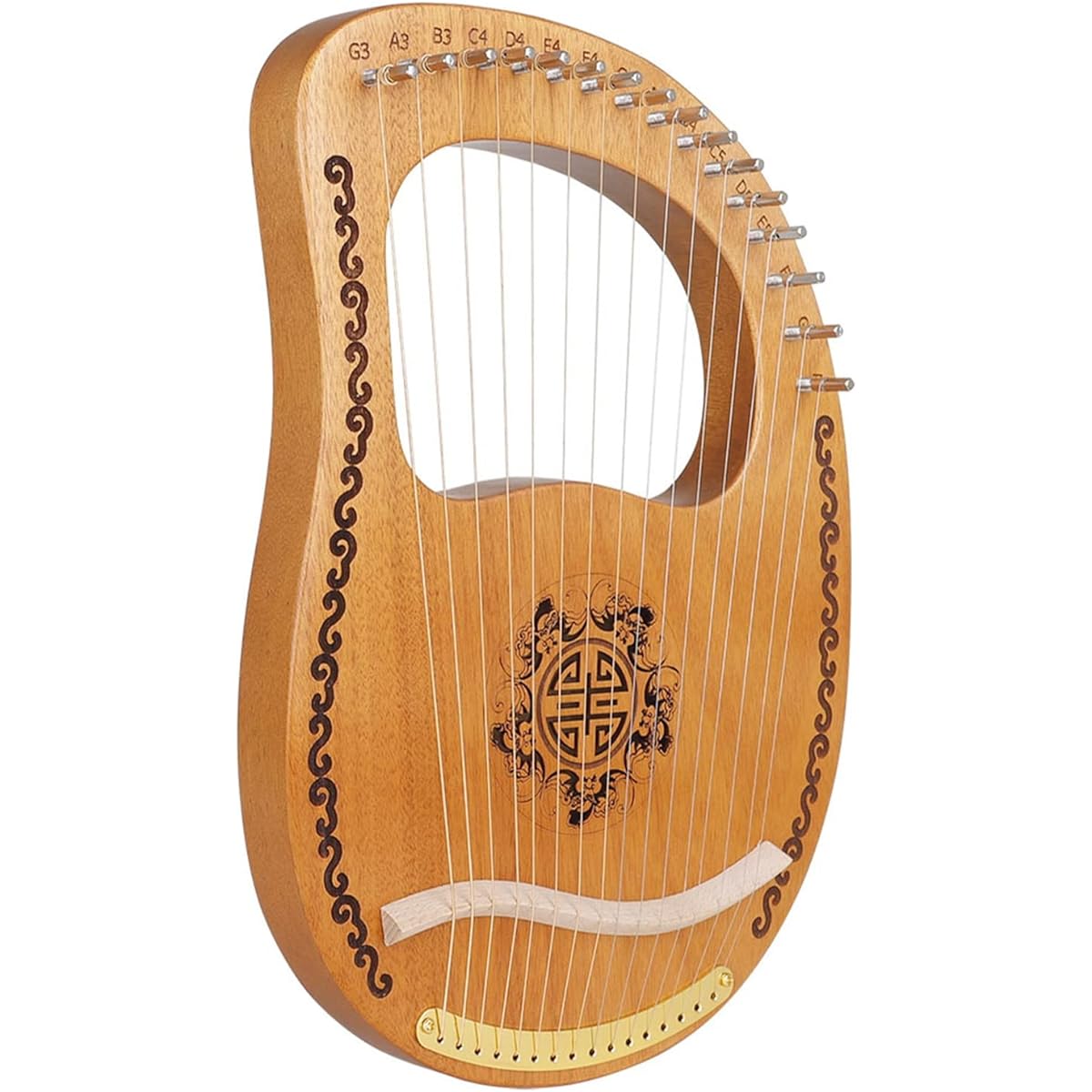 WowZza Lyre Harp, 16 String Harp, Wooden Body Metal Stringed Instrument with Tuning Wrench, Perfect for Beginner Music Lovers