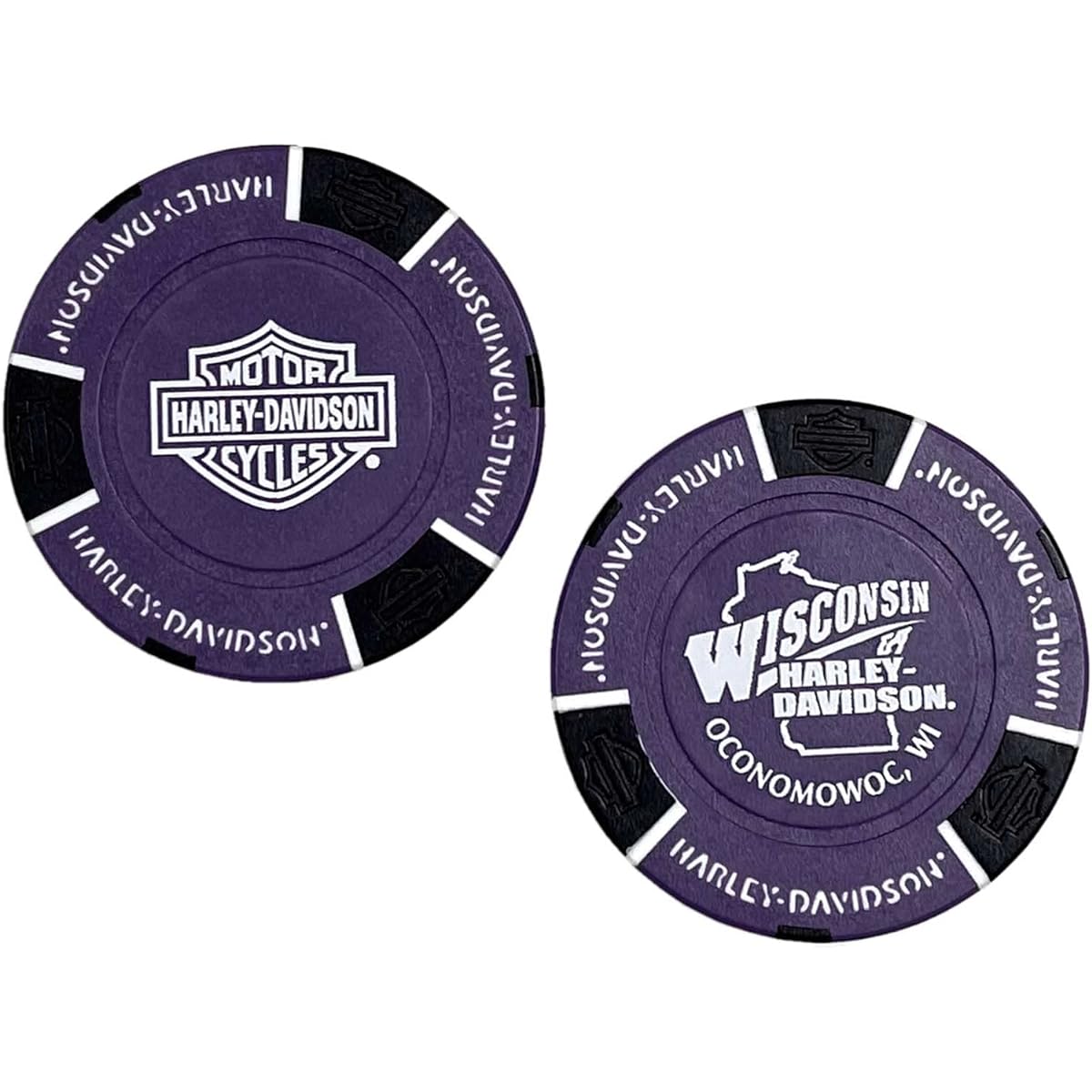 Harley Davidson Custom Wisconsin Harley Poker Chip Collectible - Purple/Black