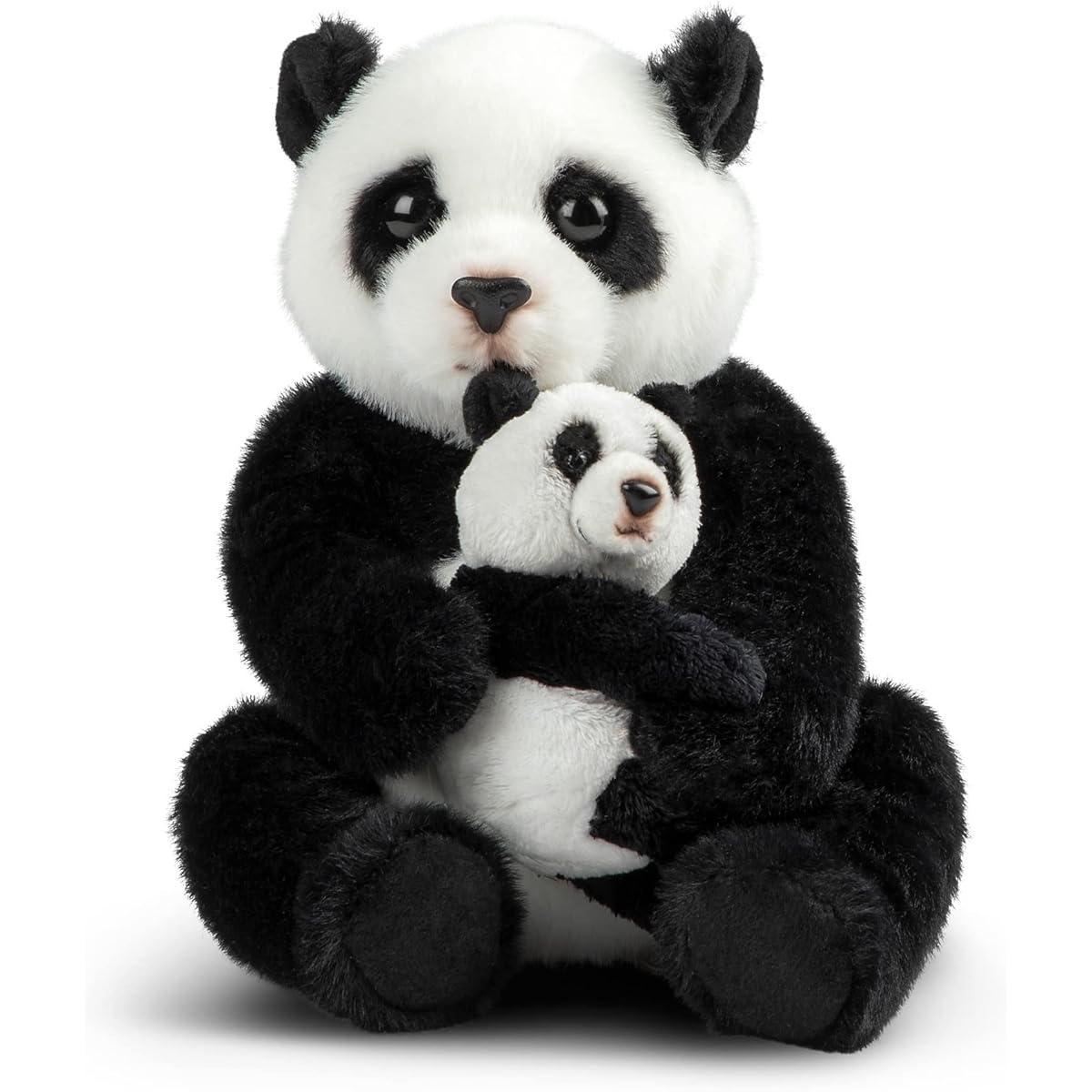 DEMDACO Mama Panda and Baby 9" Black & White Polyester Plush Toy