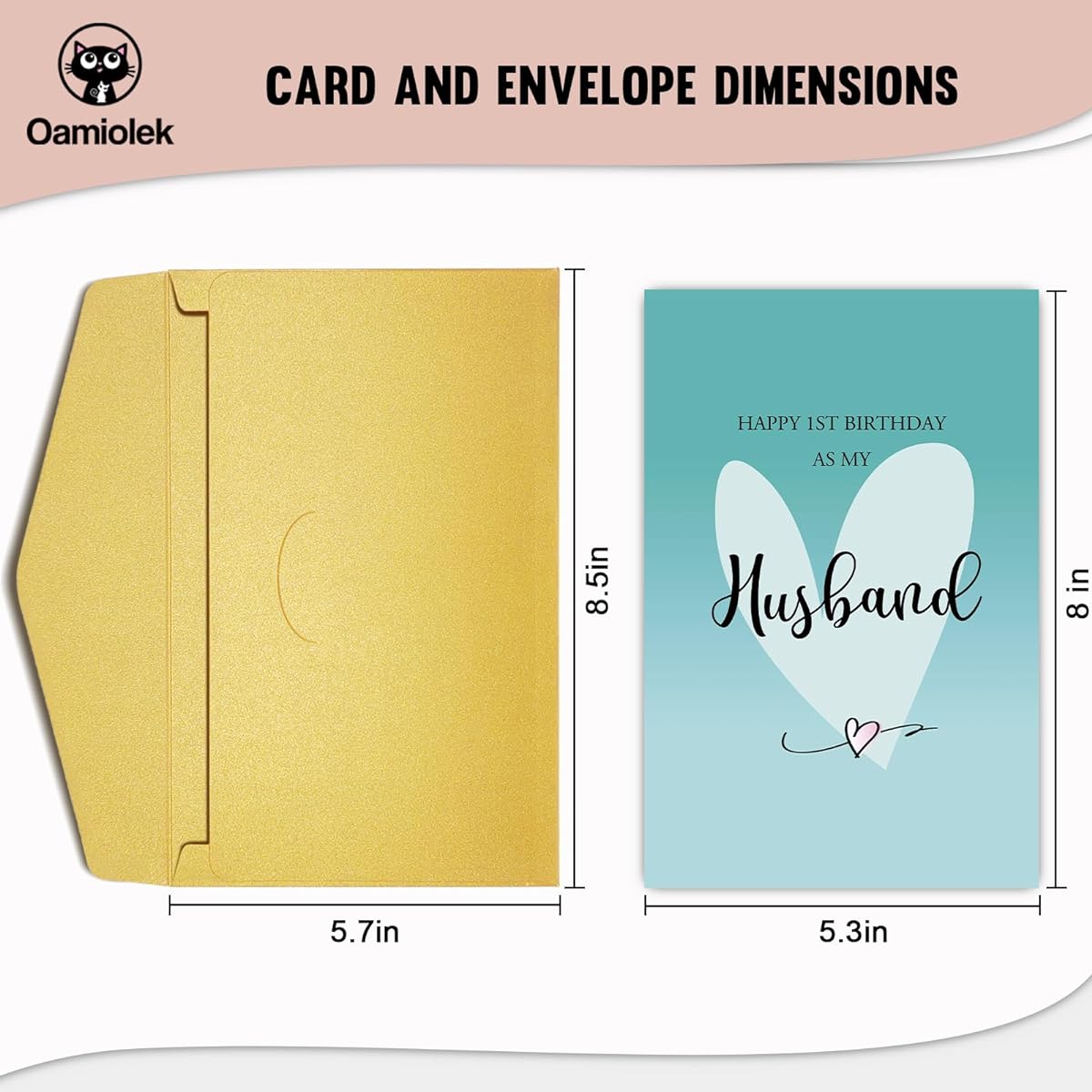 Oamiolek Happy 1st Birthday Card as Husband New Husband Birthday Card Lovely Birthday Card from Wife Romantic First Birthday Card for Husband