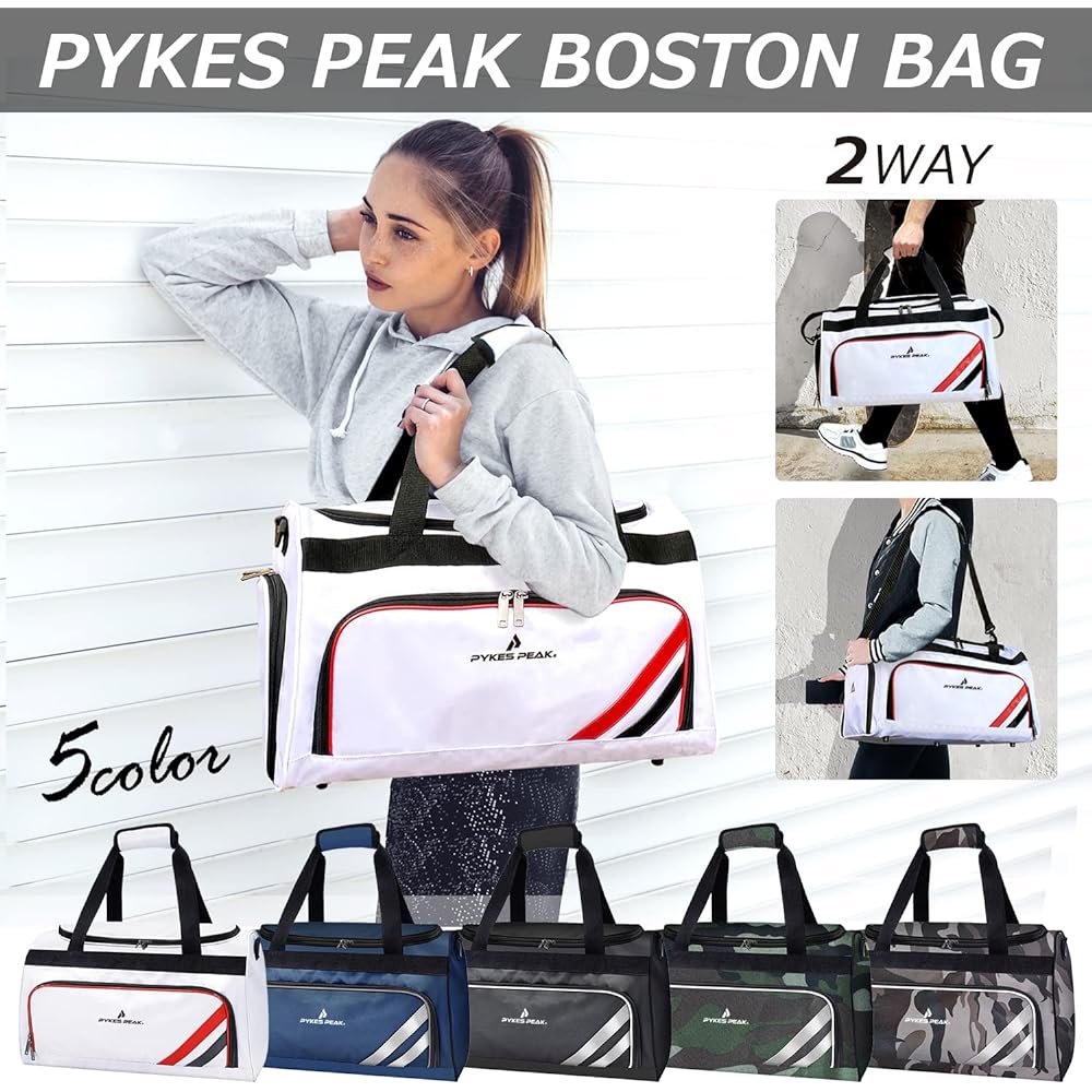 [PYKES PEAK] Boston Bag 40L Sports Bag Golf Bag Gym Travel Large Capacity Waterproofing [Includes Shoe In Pocket] Men's Women's