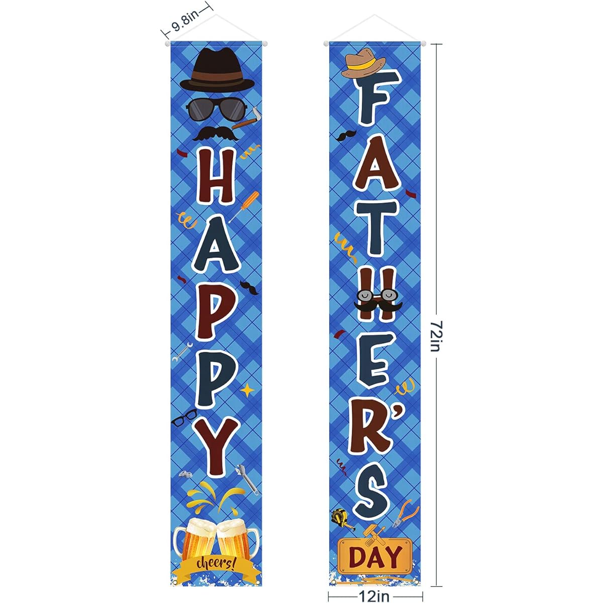 Father's Day Decorations Porch Sign - Happy Father's Day Banner Front Door Hanging Sign - Father's Day Party Supplies Indoor Outdoor