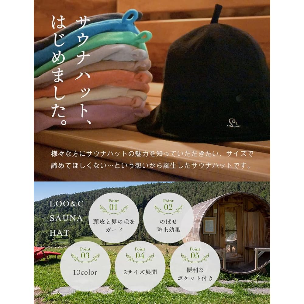 [Loo&c] Sauna Hat Women's Plain Simple Towel Fabric Pile Sauna Cap with Pocket Sauna Goods Men's Washable Outdoor
