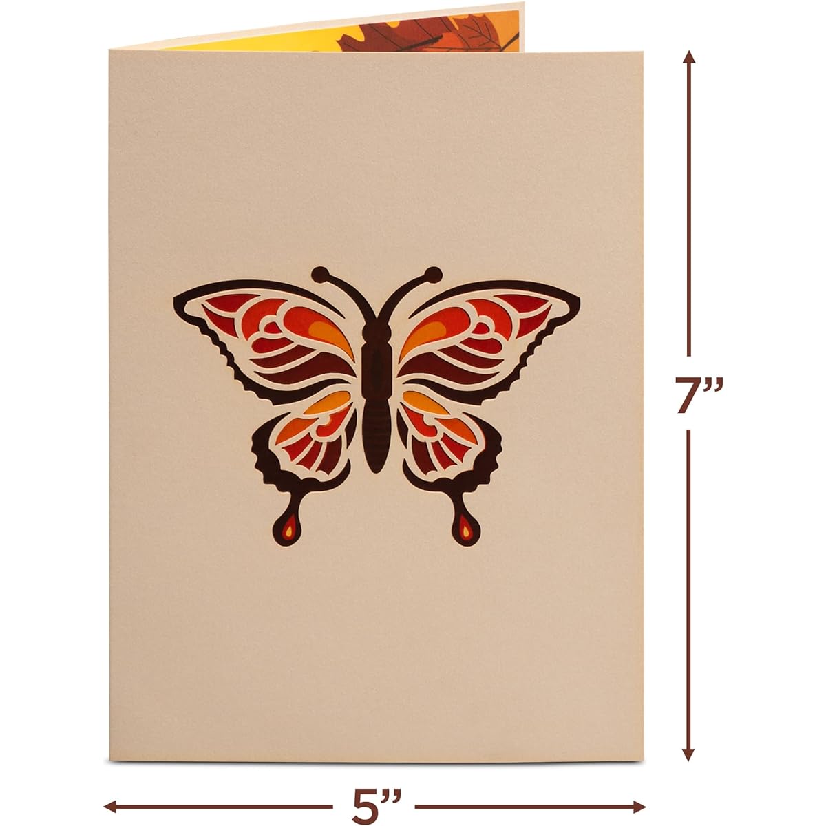 Paper Love Fall Butterflies 3D Pop Up Cards Greeting Cards for Fall Thanksgiving Thank You Thinking of You Get Well Soon Birthday All Occasions 5" x 7" with Cover Envelope and Note Tag