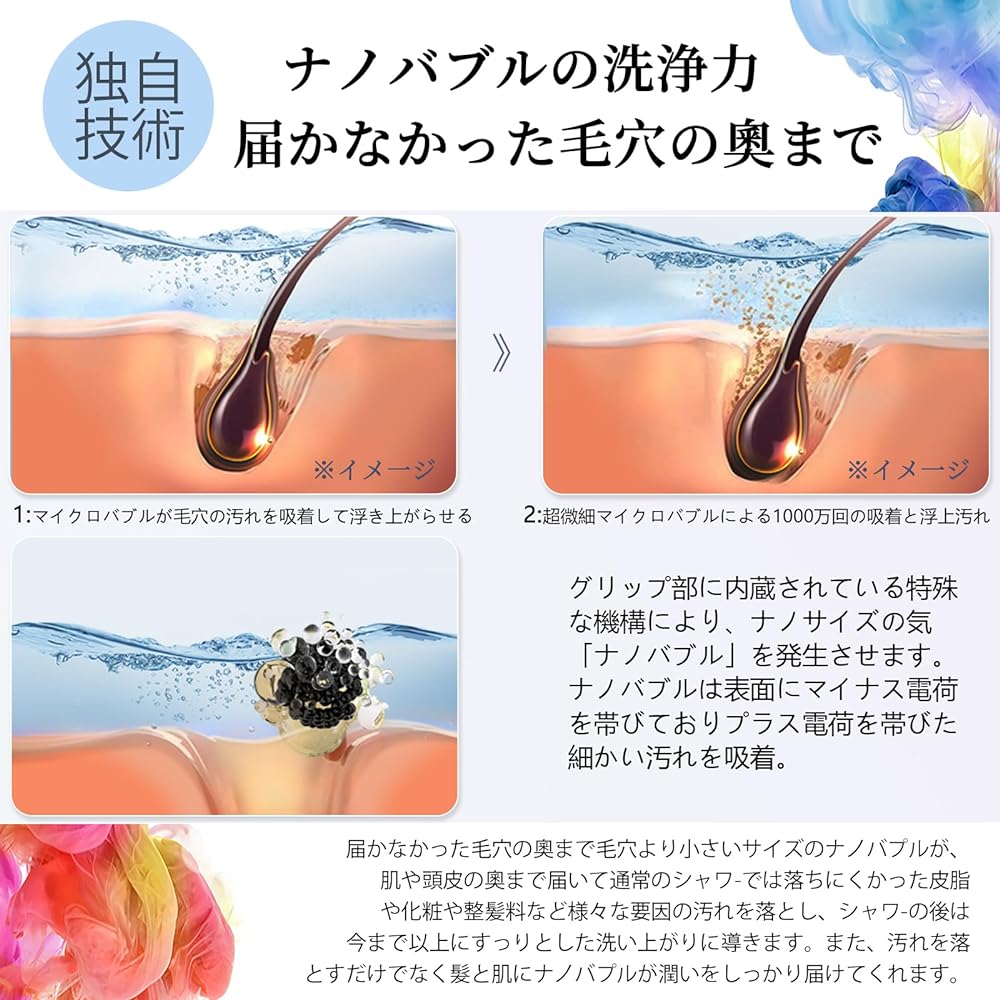 Vancon Fine Bubble V Vancon Shower Head 0.001mm Micro Nano Bubble Fine Bubble One 5 Stage Mode Adapter Included Negative Charge Nano Bubble Beautiful Skin Moisturizing Water Saving Light Blue