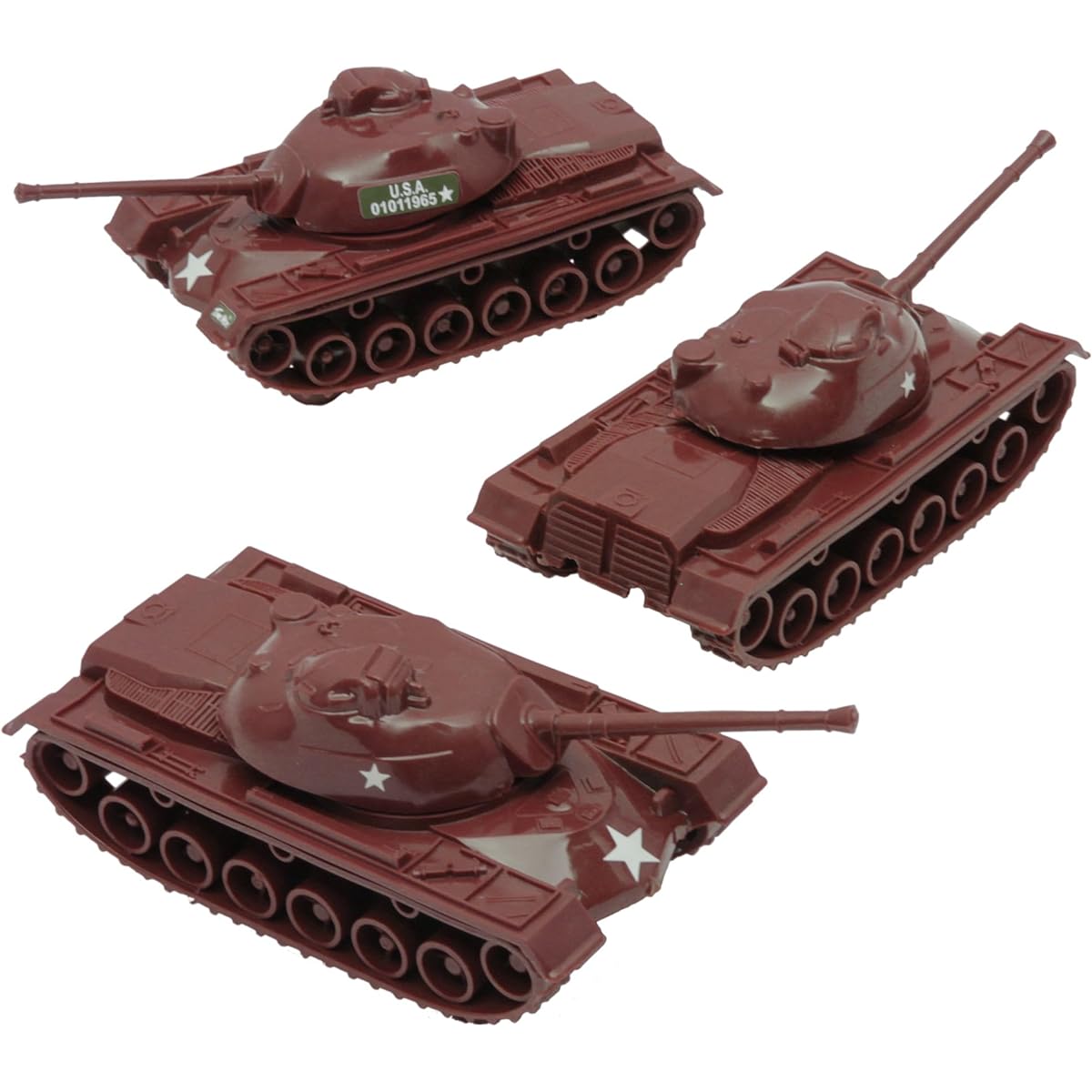 TimMee Toy Tanks for Plastic Army Men - Rust Brown WW2 3pc - Made in USA