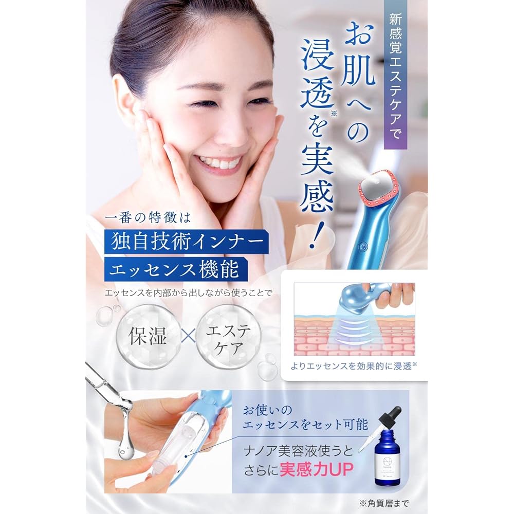 (NANOA) NANOA Ultrasonic Facial Device + Beauty Essence Set Mother's Day Gift Popular with Dermatologists EMS Ultrasonic Facial Device RF Radio Iontophoresis LED Optical Esthetic Beauty Appliance