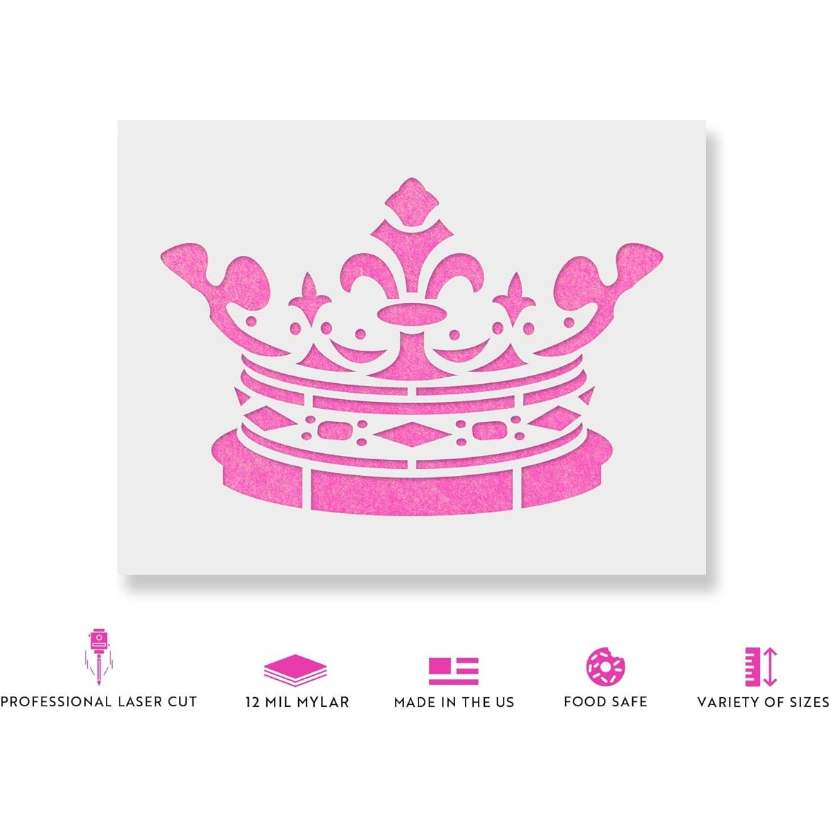 (46cm x 30cm) - Crown Stencil Template - Reusable Stencil with Multiple Sizes Available