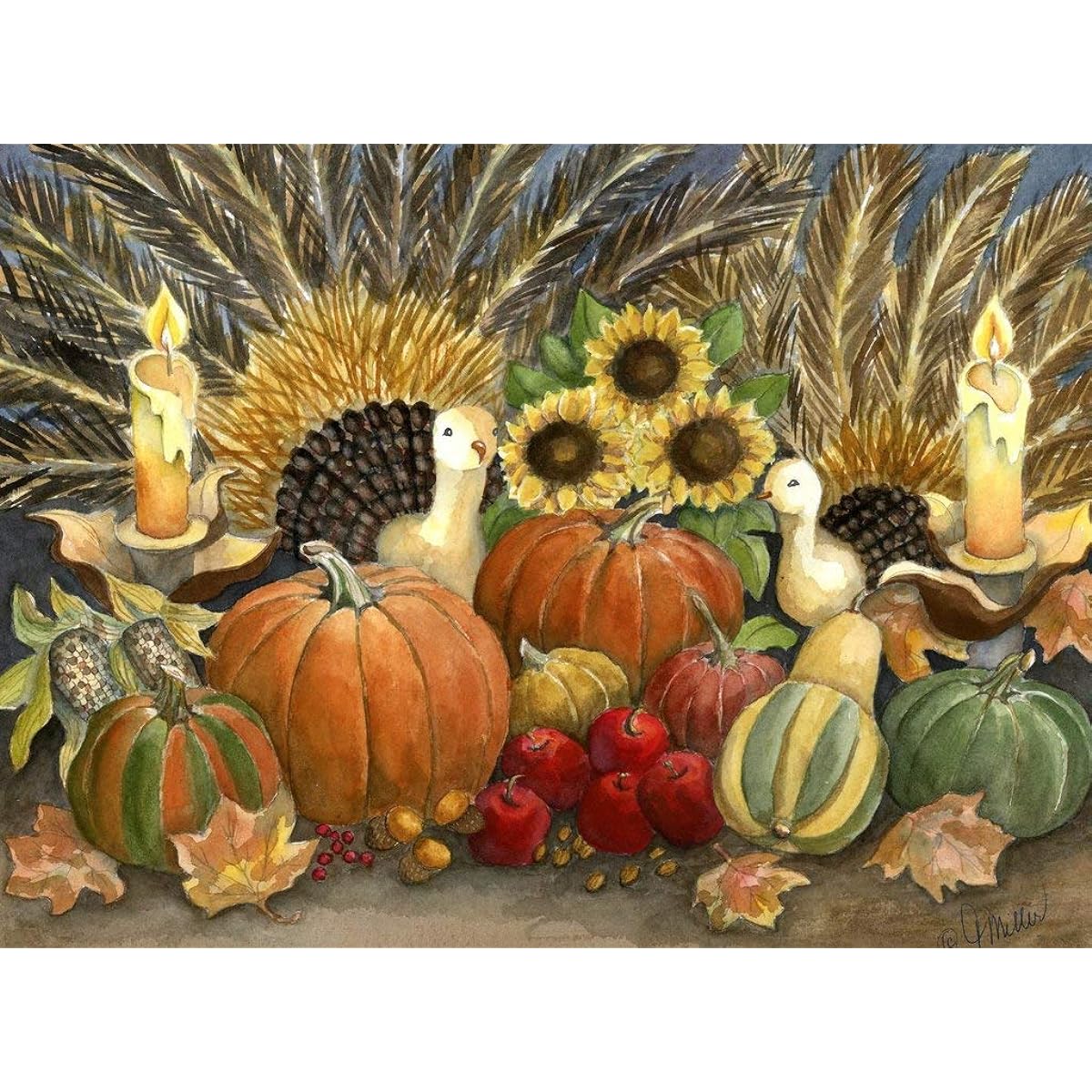 Wooden Jigsaw Puzzle Thanksgiving Light 385 Piece Made in the USA by Nautilus Puzzles.