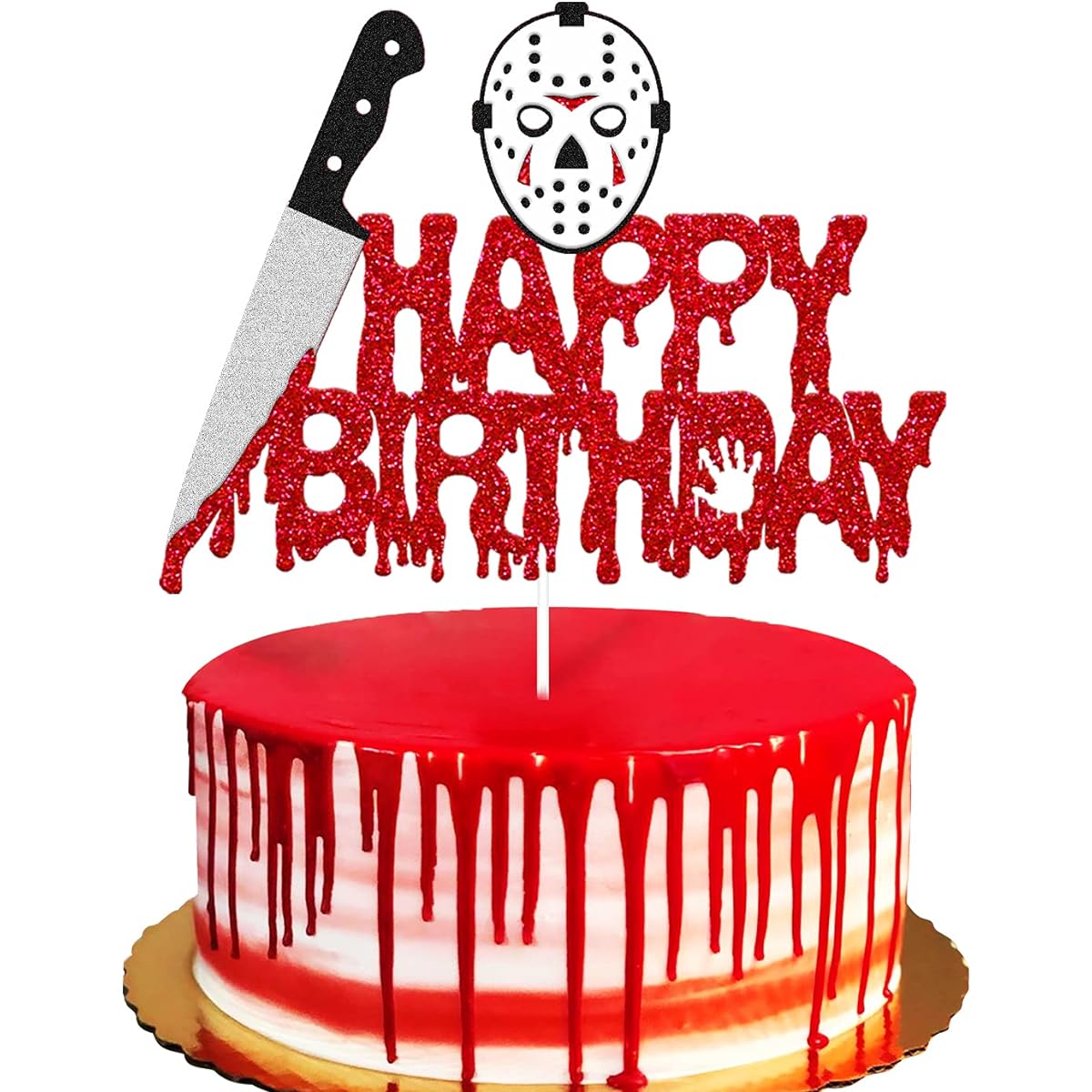 Have a Killer Cake Topper Halloween Horror Birthday Cake Decoration for Boys Girls Women Men Zombie Vampire Blood Scary Movie Theme Birthday Celebration Event Party Decoration Supplies