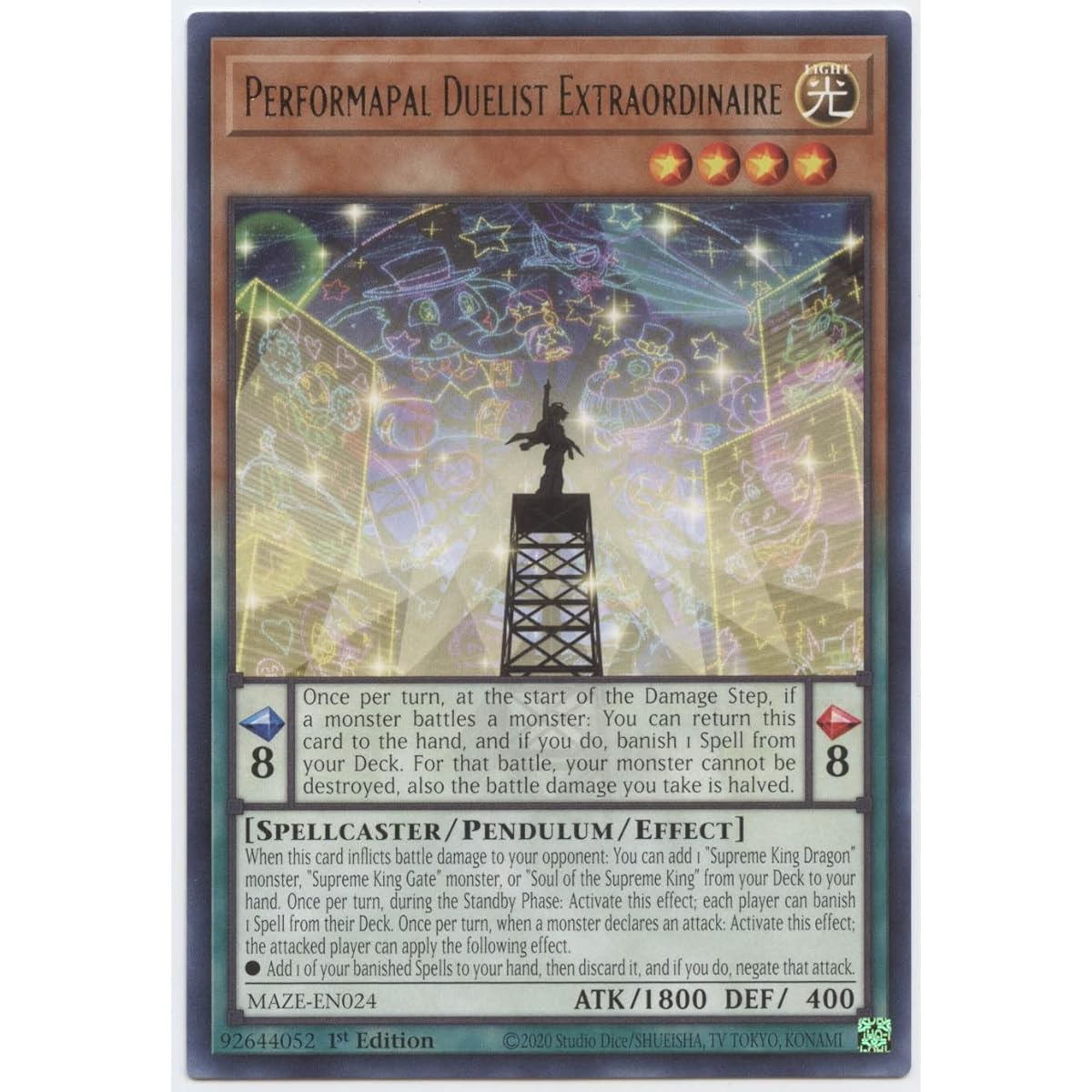 Performapal Duelist Extraordinaire - MAZE-EN024 - Rare - First Edition
