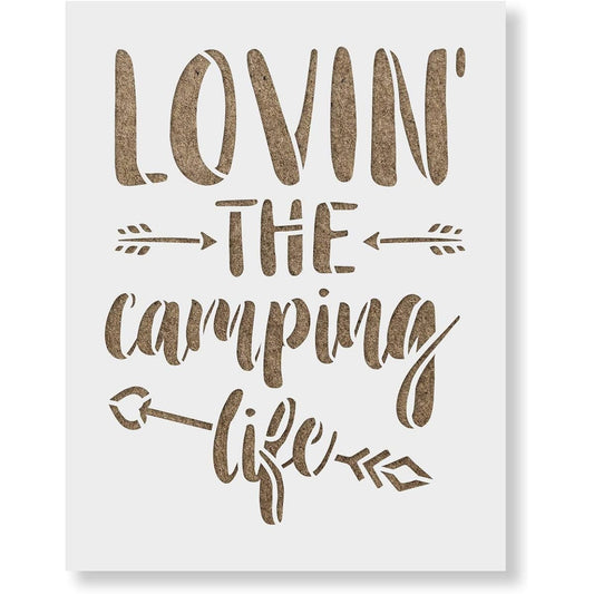 Camping Life Stencil Template for Walls and Crafts Reusable Stencils for Painting Small & Large Sizes