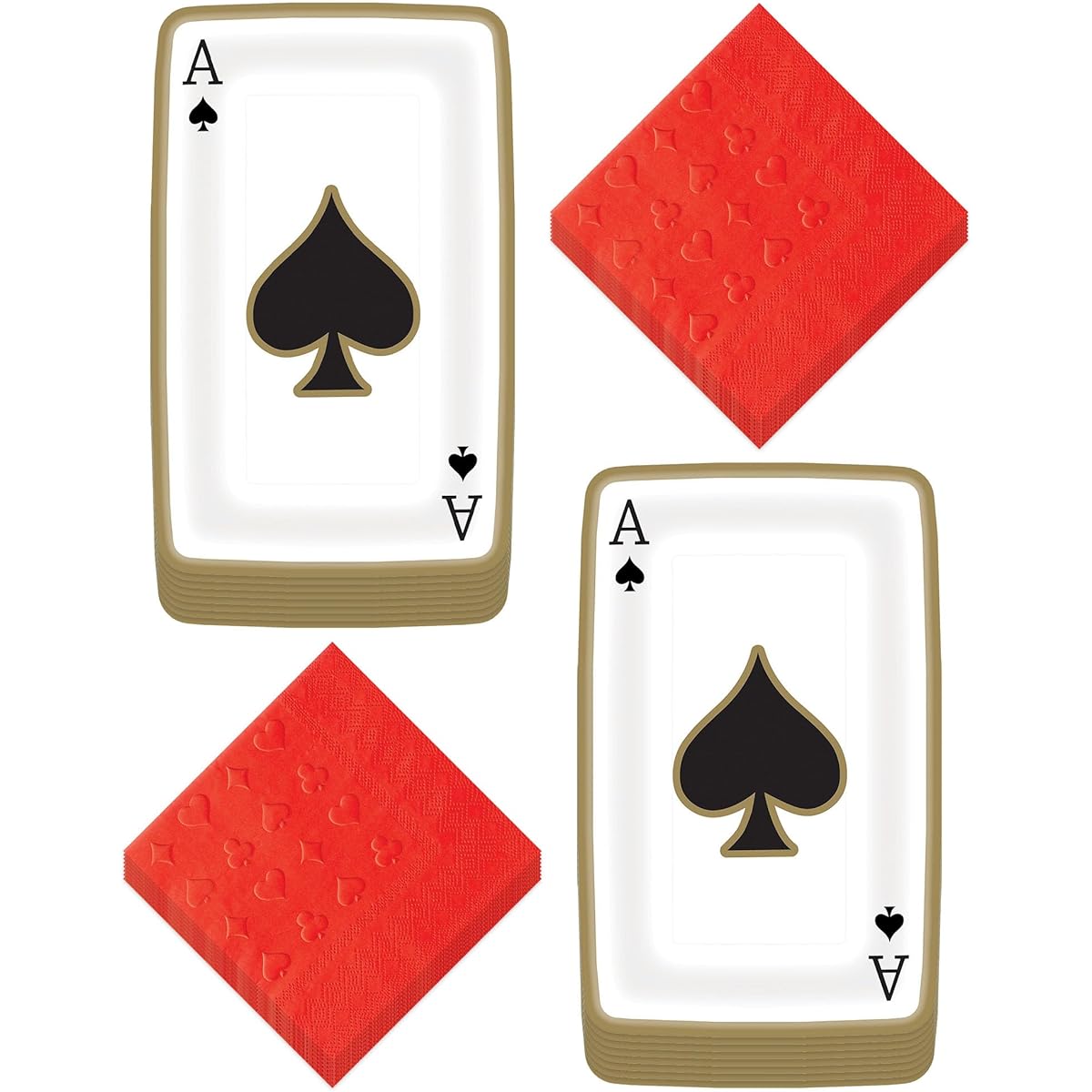 Card Party Casino Magic Party Supplies Playing Cards Paper Dinner Plates Black Lunch Napkins 16 Count
