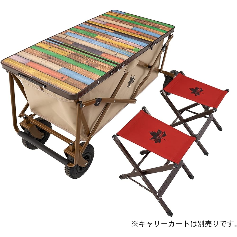LOGOS Old Wooden Washable Cart Table Set 2 73188046 Brown [Top] (Approx.) Width 101 x Depth 53cm [Chair] (Approx.) Width 29 x Depth 35 x Height 36cm
