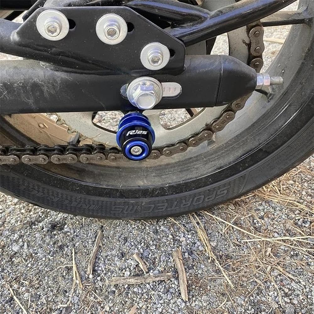 Bike Stand Swing Arm Slider 6mm Motorcycle Accessories Stand Screw CNC Aluminum Swing Arm Slider Spool For YZFR125 YZF-R125 YZFR 125 All Years (Color: Blue)
