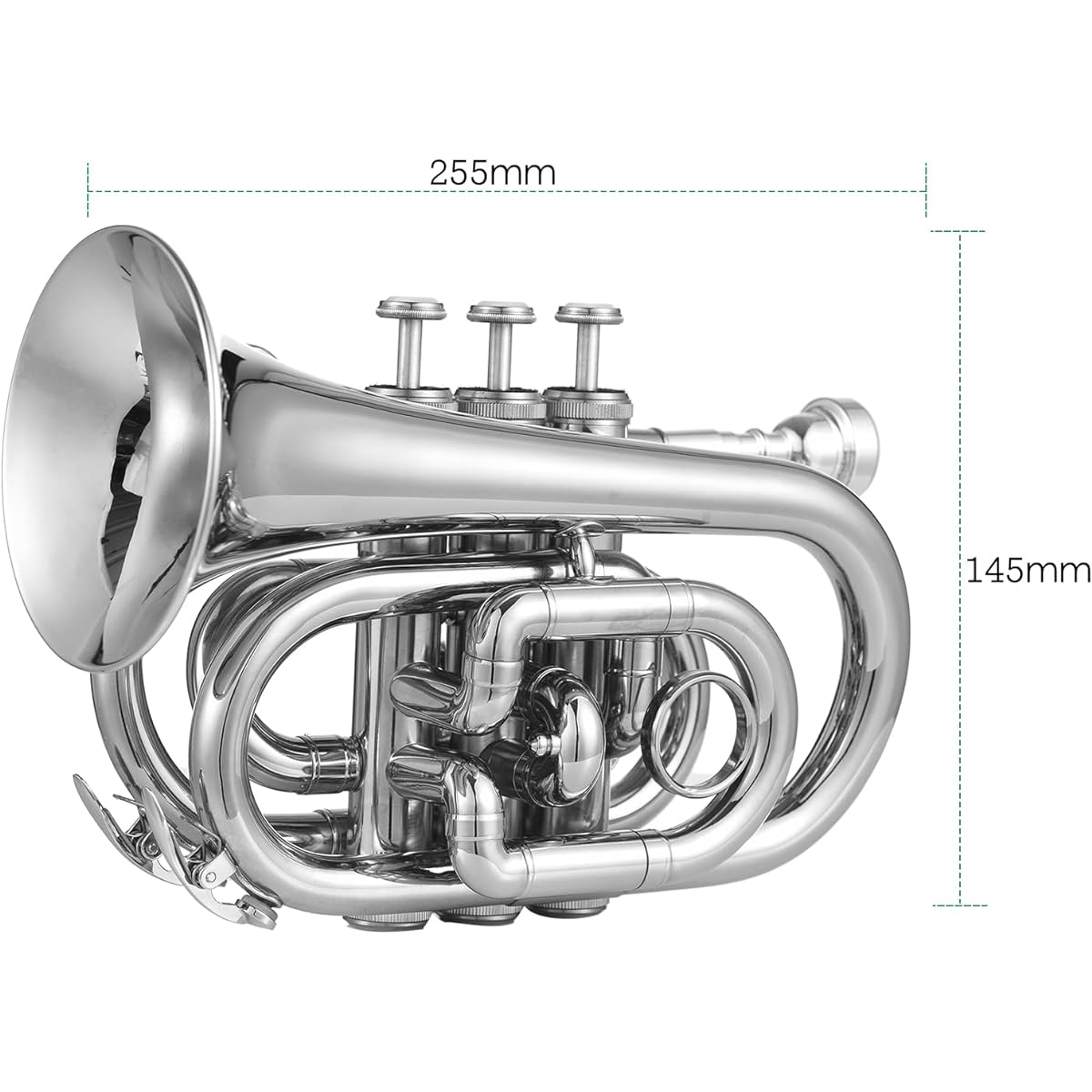 BUZHI Brass Trumpet Bb Trumpet Mini Pocket Trumpet with Mouthpiece Carry Bag Glove Cleaning Cloth Brass Instrument
