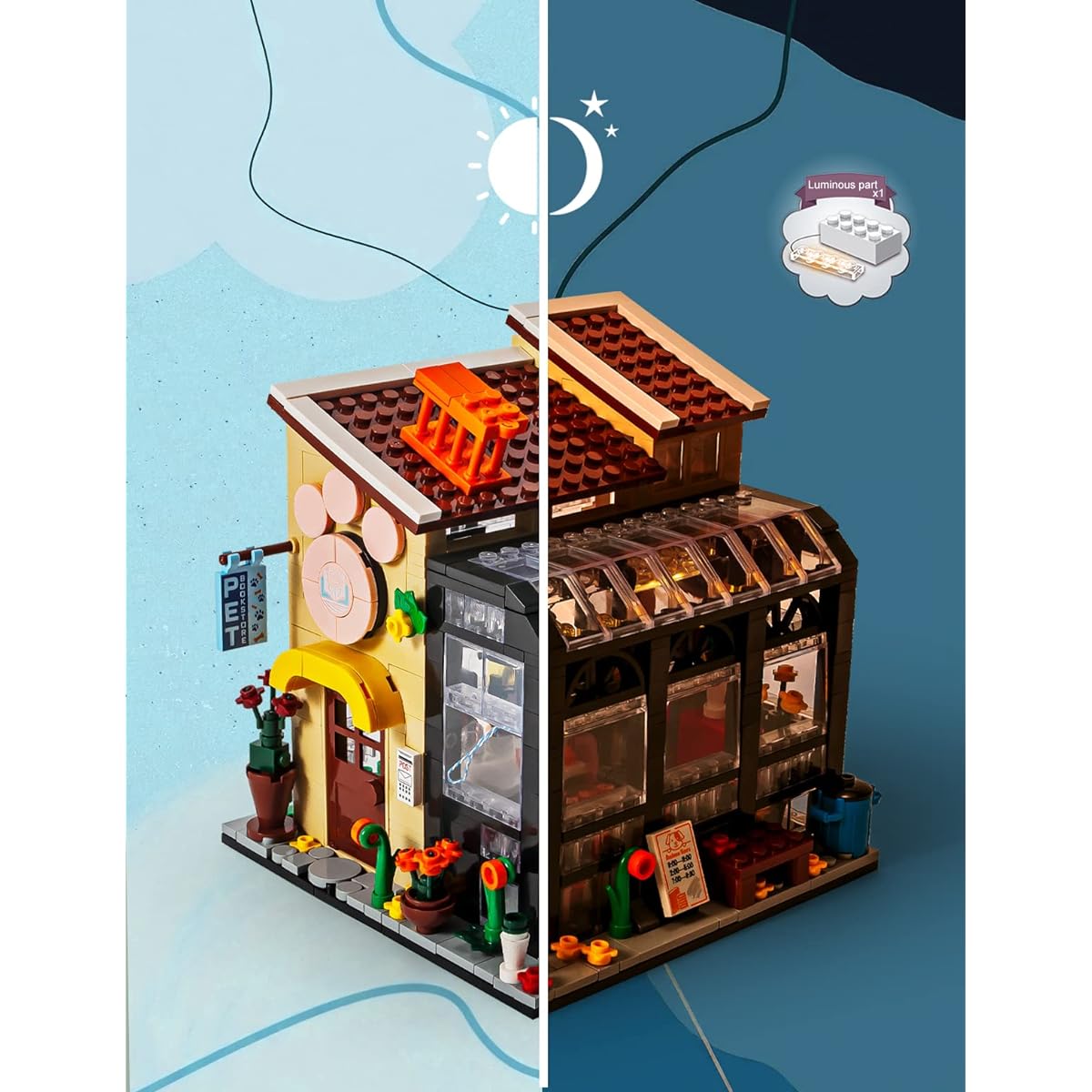 SEMKY City Series Pet House Building Blocks Set with LED Light (640 Pieces) Creative House Model Gift for Kids and Adults