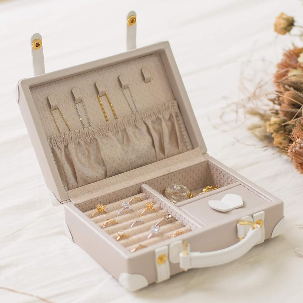 Chatani Sangyo Jewel Case Collection Trunk Jewel Case S (Accessory Case) 240-657 Beige H115 (Height including handle: 145) x W160 x D60mm