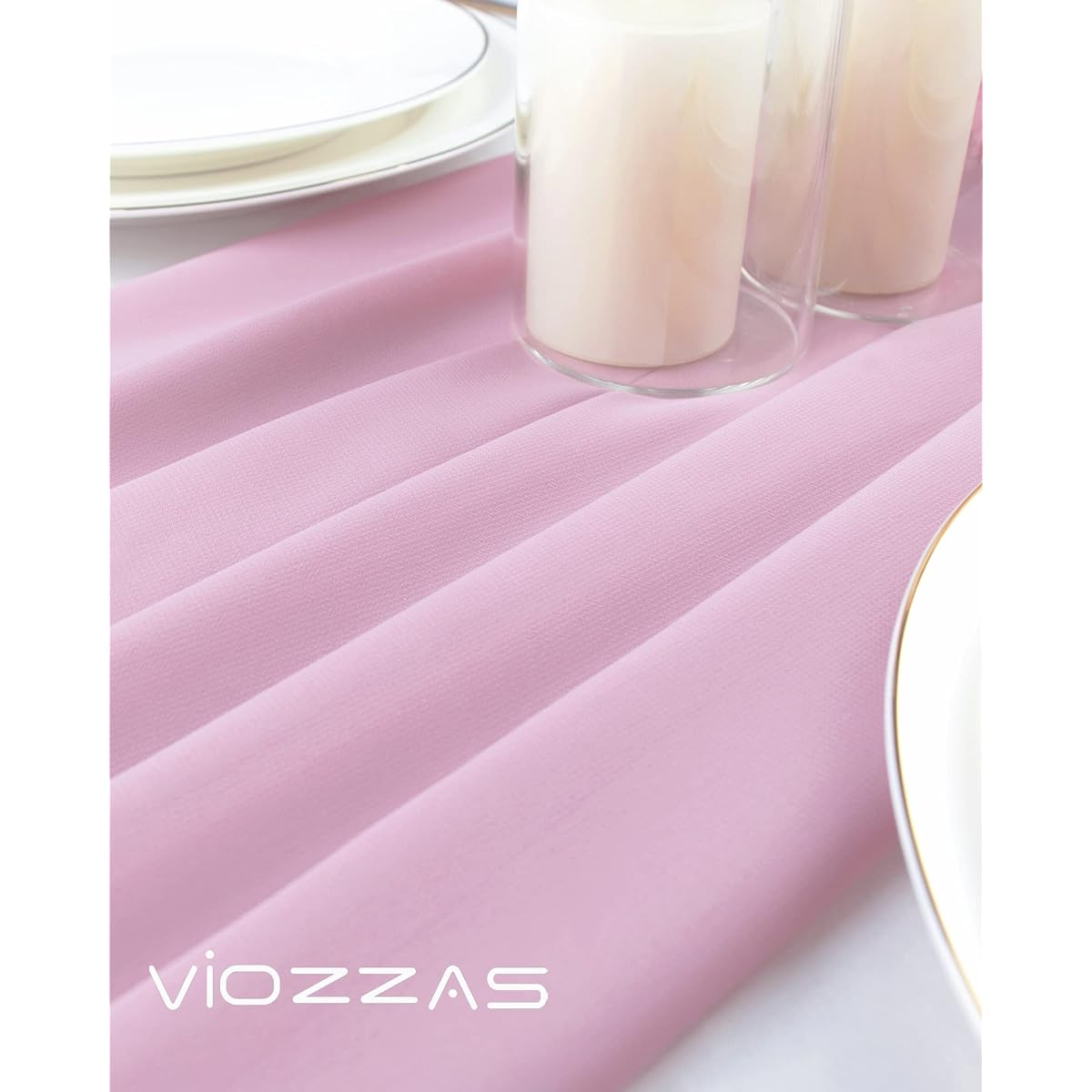 VIOZZAS 100D Chiffon Table Runner 10ft Long 27x120inch Romantic Wedding Runner Sheer Bridal Party Decorations (auve)