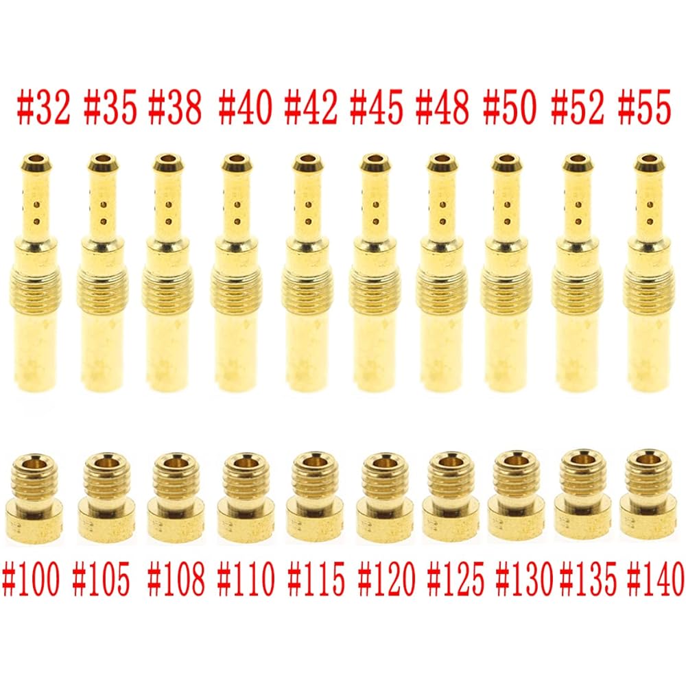 Carbhub Carburetor Main Jet 10 Pieces with 10 Slow & Pilot Jets for PWK Keihin OKO CVK 125cc 150cc GY6 Motor Engine Carb
