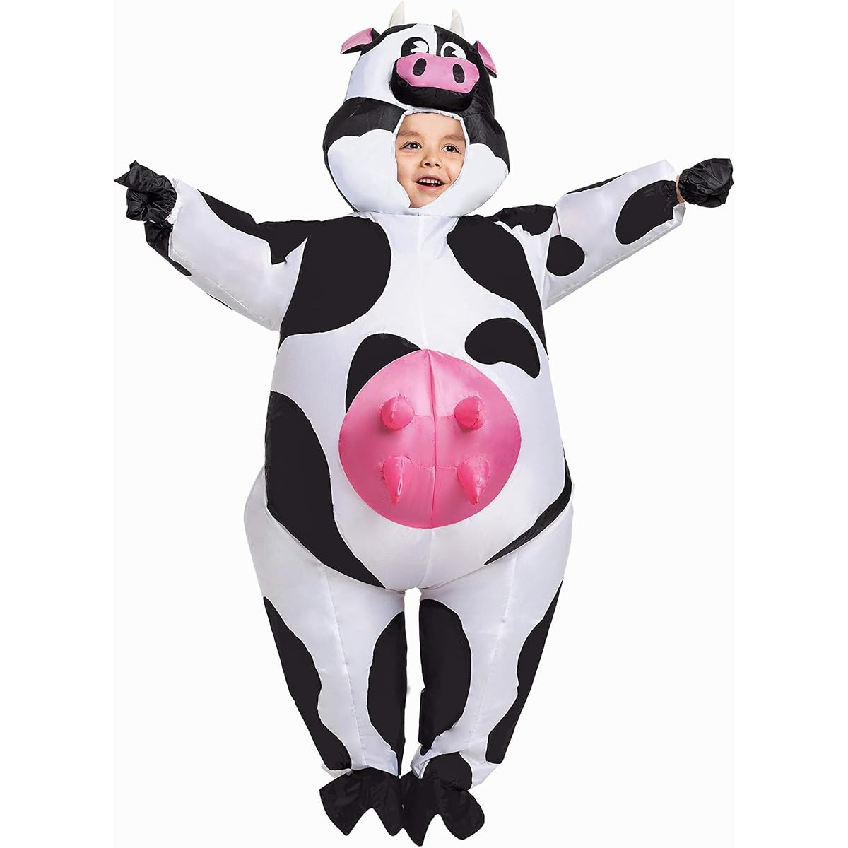 Spooktacular Creations Inflatable Cow Costume for Kids Air Blow Up Costume Halloween Cow Costume with Gloves
