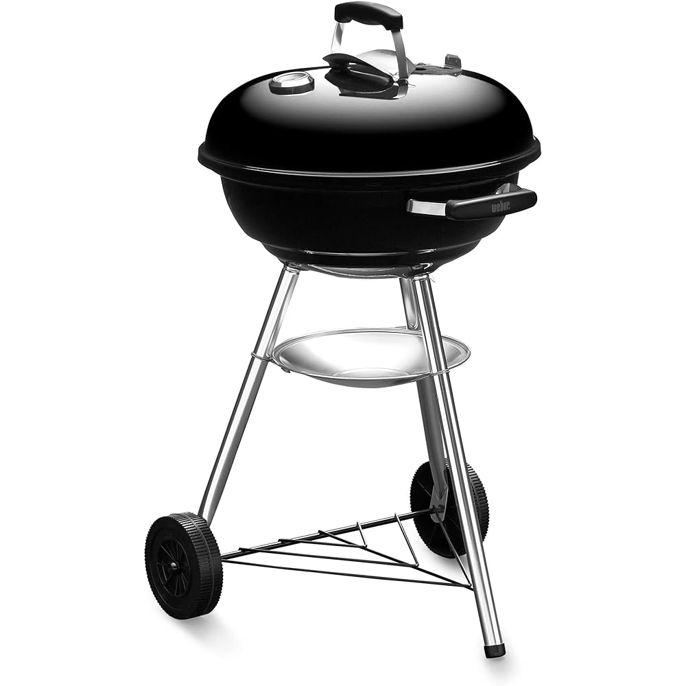 Weber Barbecue Stove Diameter 47cm Compact Kettle Charcoal Camping for 6-8 People [Japanese Genuine Product 10 Year Warranty] 1221308 / Thermometer Included 1221308 Black 47cm