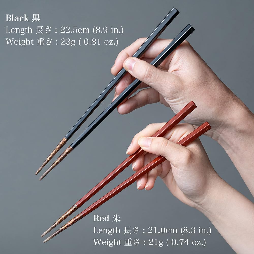 Kasyou Studio Kasho Kobo Urushi Health Chopsticks Couple Chopsticks (Vermilion Black Pair / Dishwasher Safe) Made in Japan Handmade by Craftsmen Traditional Craft Chopsticks Chopsticks (High Quality Kaga Makie / Comes in a Cosmetic Box) Graduation Retire