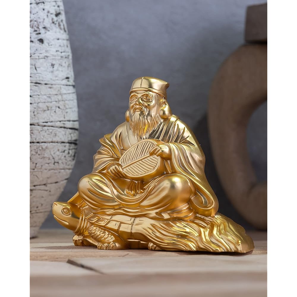 Good Luck Seven Lucky Gods Jurojin (Gold plated/24K gold) Buddhist sculptor: Hideun Makita Prototype_Buddha statue ornament Takaoka copperware (Jurojin 7fg)