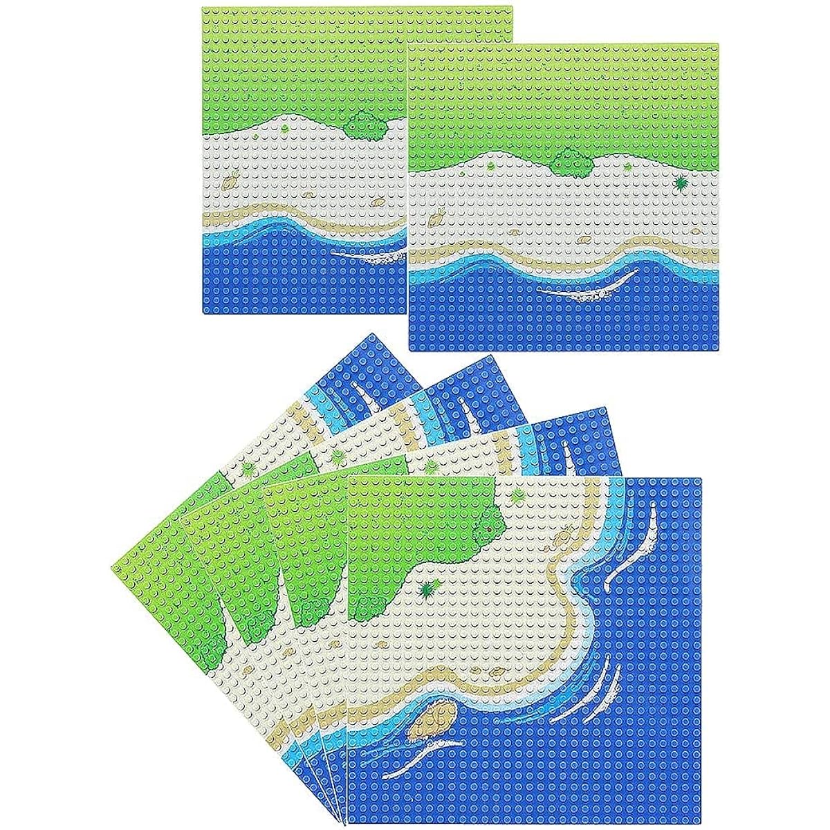 General Jim's Blue Beach and Water Road City Base Plate Full Set for Ocean Island Street Base Plate Pirate Seagrass Toy Kit Building Blocks for Teens and Adults