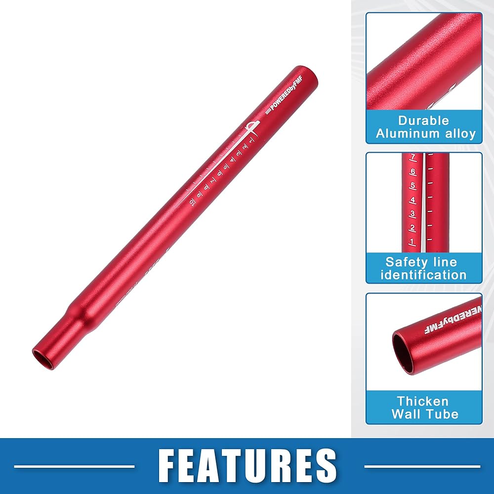 A ABSOPRO Bicycle Seatpost 27.2x350mm Mountain Bike MTB Road Bike Fixed Gear Aluminum Alloy Red