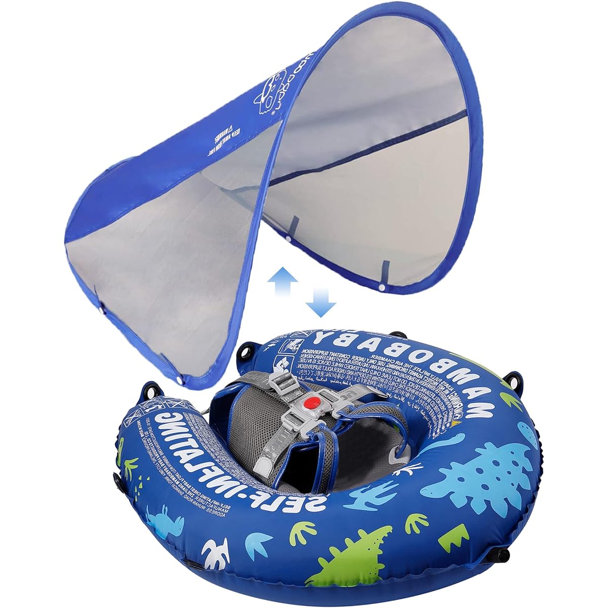 Inflatable Mambobaby Spaceship Float with Canopy Baby Float - Blue