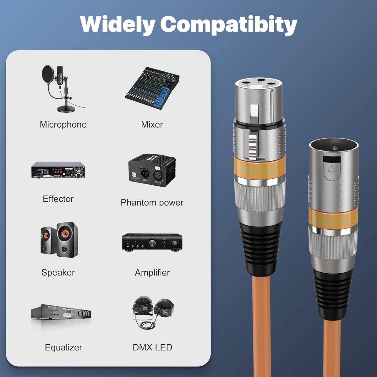 EBXYA XLR Cable 15ft 4 Pack Premium Balanced DMX Cable with 3 Pin XLR Male to Female Microphone Cable