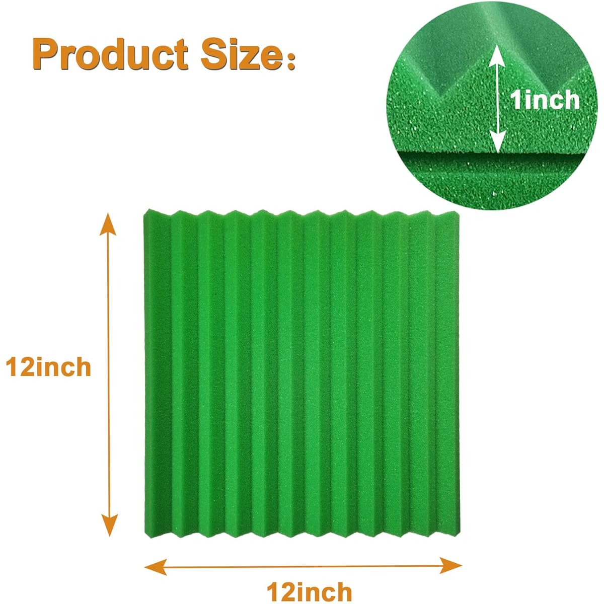 Frcevzoie 52 Pack Acoustic Foam Panels 12" x 12" x 1" Indoor Sound Insulation Boards for Sound Training Rooms, Anchor Rooms, Movie Theaters, Perfect for Any Acoustic Improvement (Black/Green)