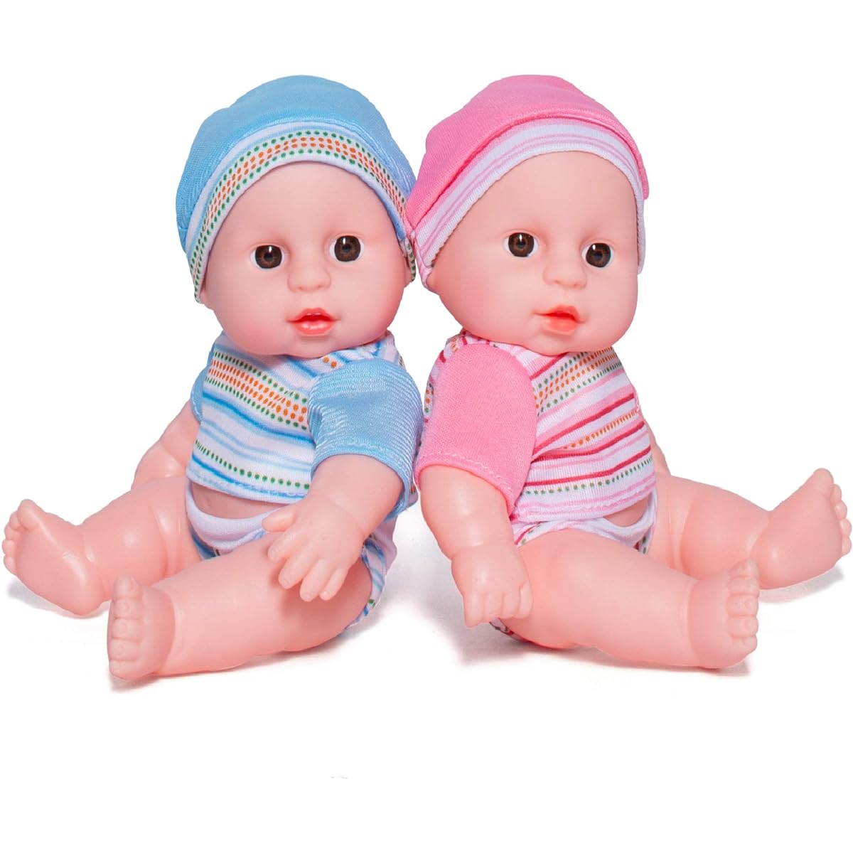 Prextex Mini Twin Doll Set - 7.5 Inch Cute Baby Twin Dolls Boy and Girl Set - Baby Doll Accessories, Perfect Gift for Baby and Toddler Girls