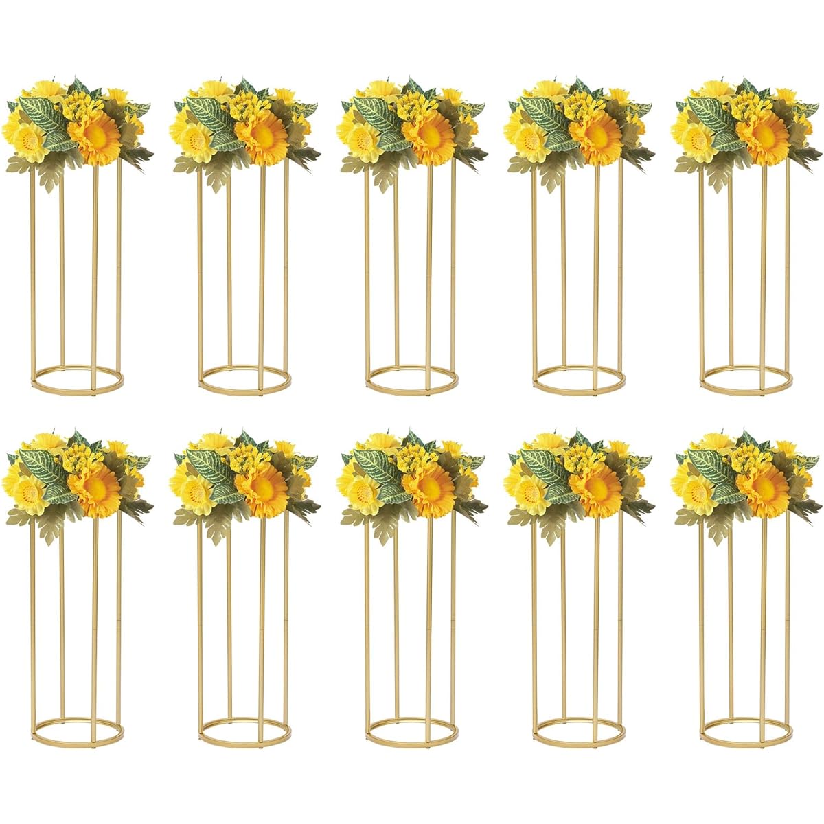 Beaccoss Wedding Flower Stands for Centerpieces, Gold Wedding Centerpieces for Tables 23.6/31.5/39.4" Tall Metal Column Vase Pedestal Stand for Party 10pcs (23.6")